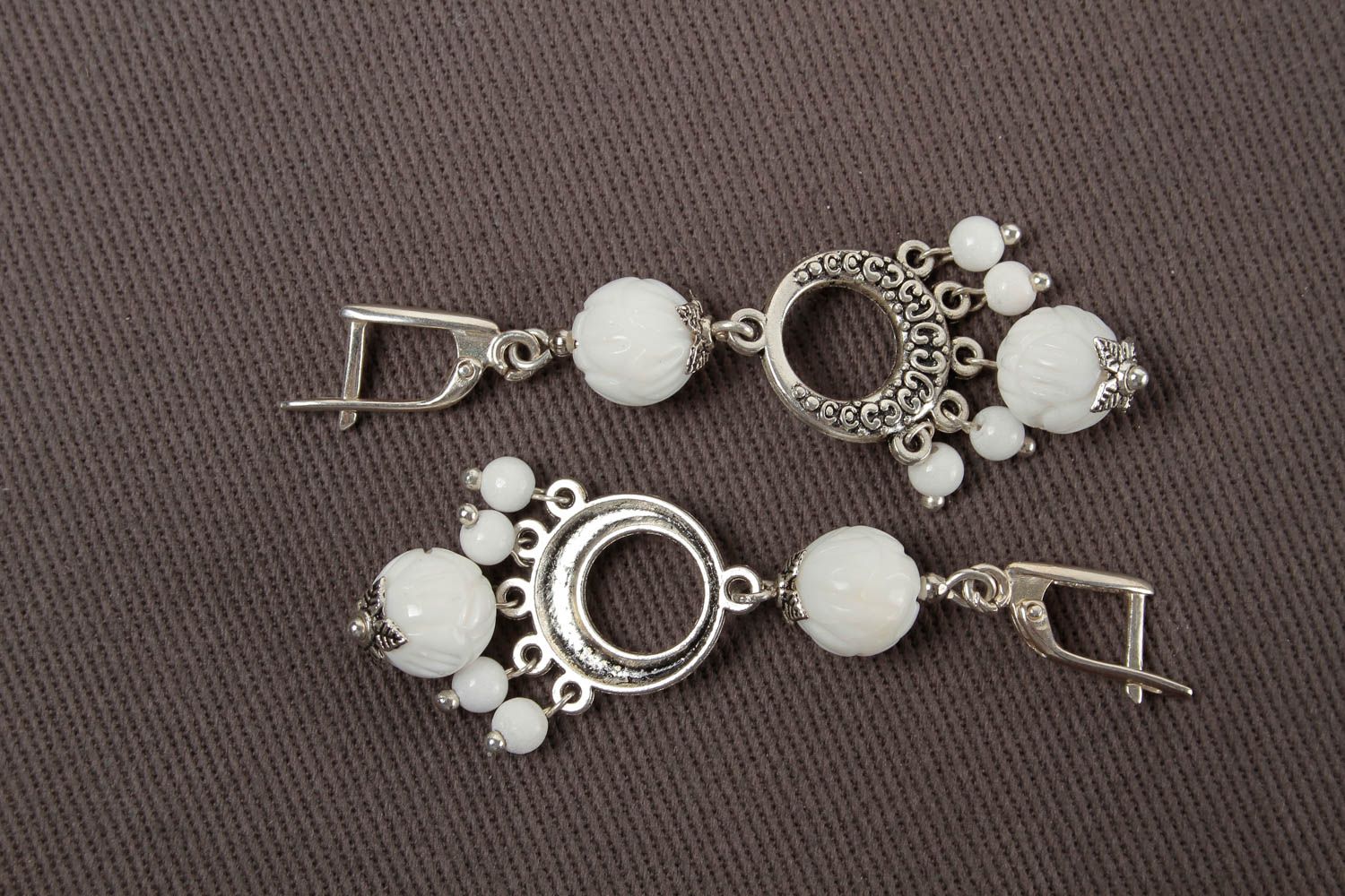 Handmade massive earrings jewelry with natural stone unusual earrings photo 4