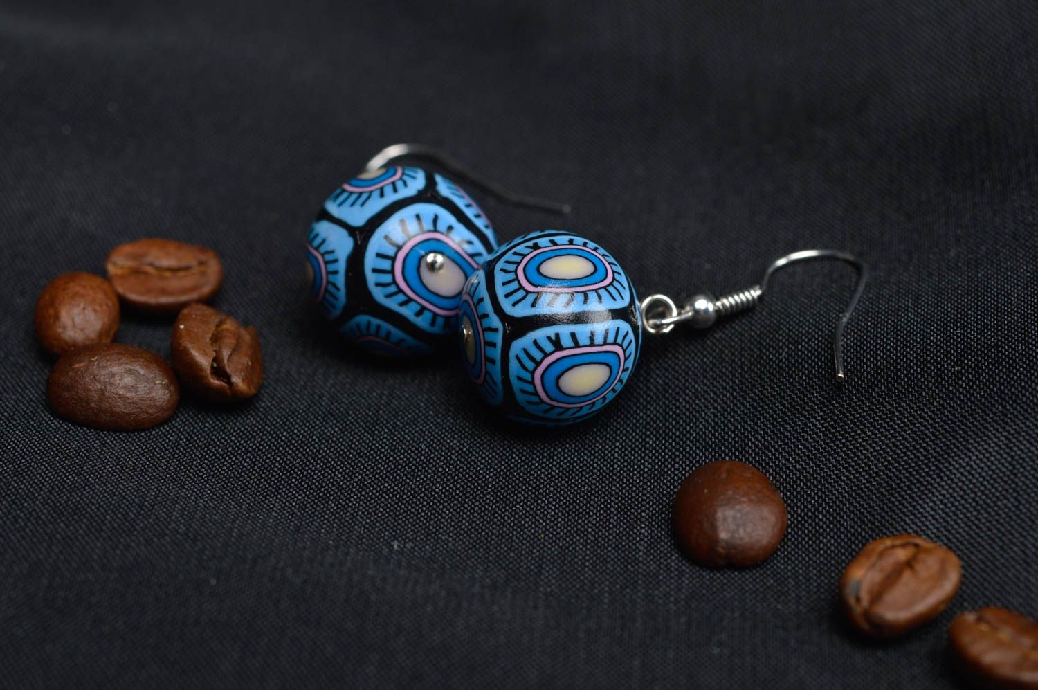 Handmade decorative earrings polymer clay earrings with charms for women photo 1