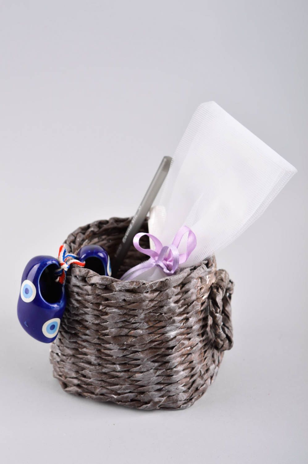 Handmade unusual paper basket stylish woven basket interior decor ideas photo 1