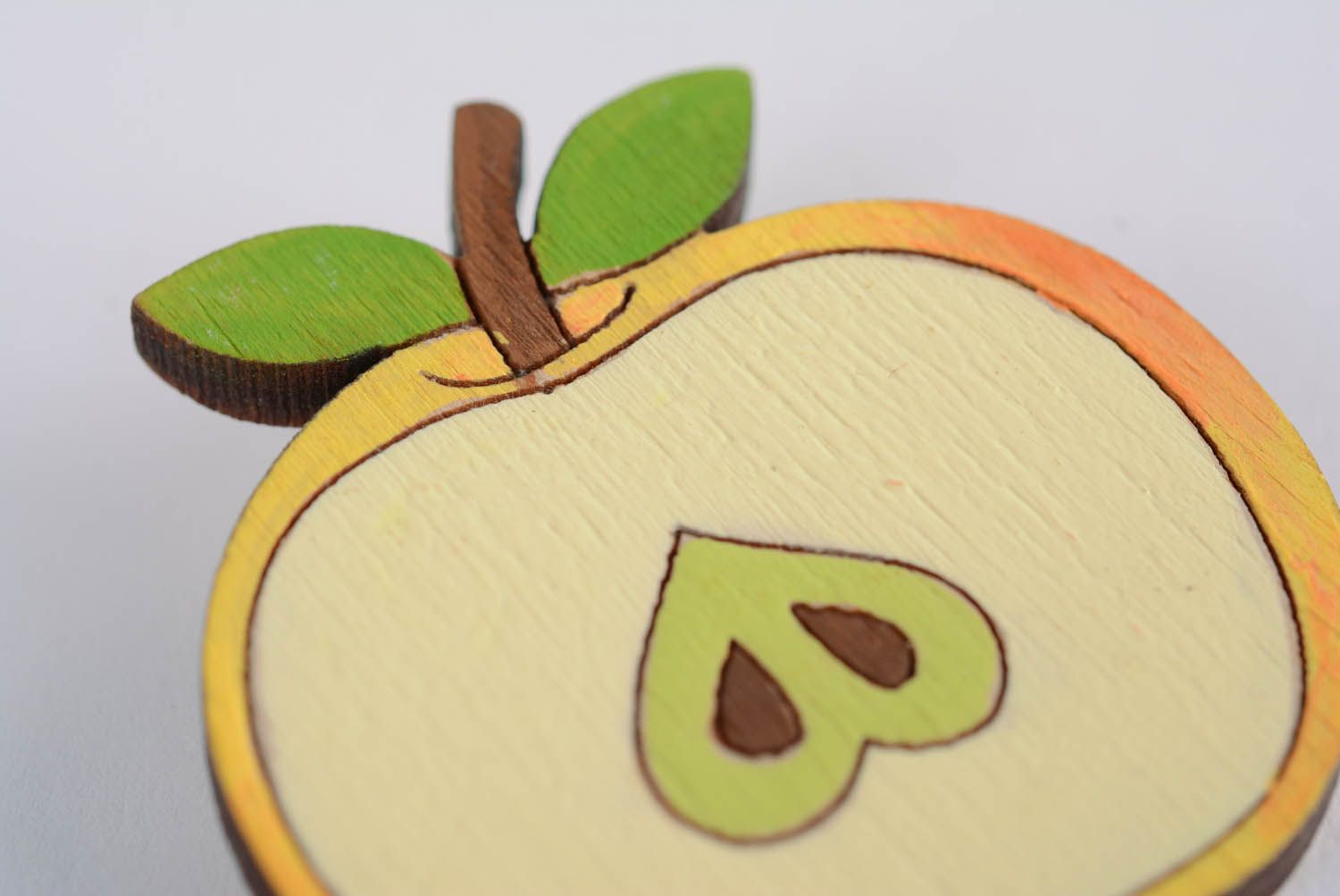 Painted plywood brooch Apple photo 5