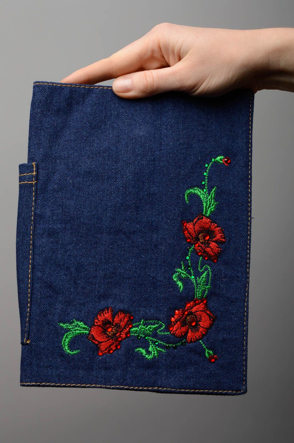 Handmade denim notebook fabric photo 4