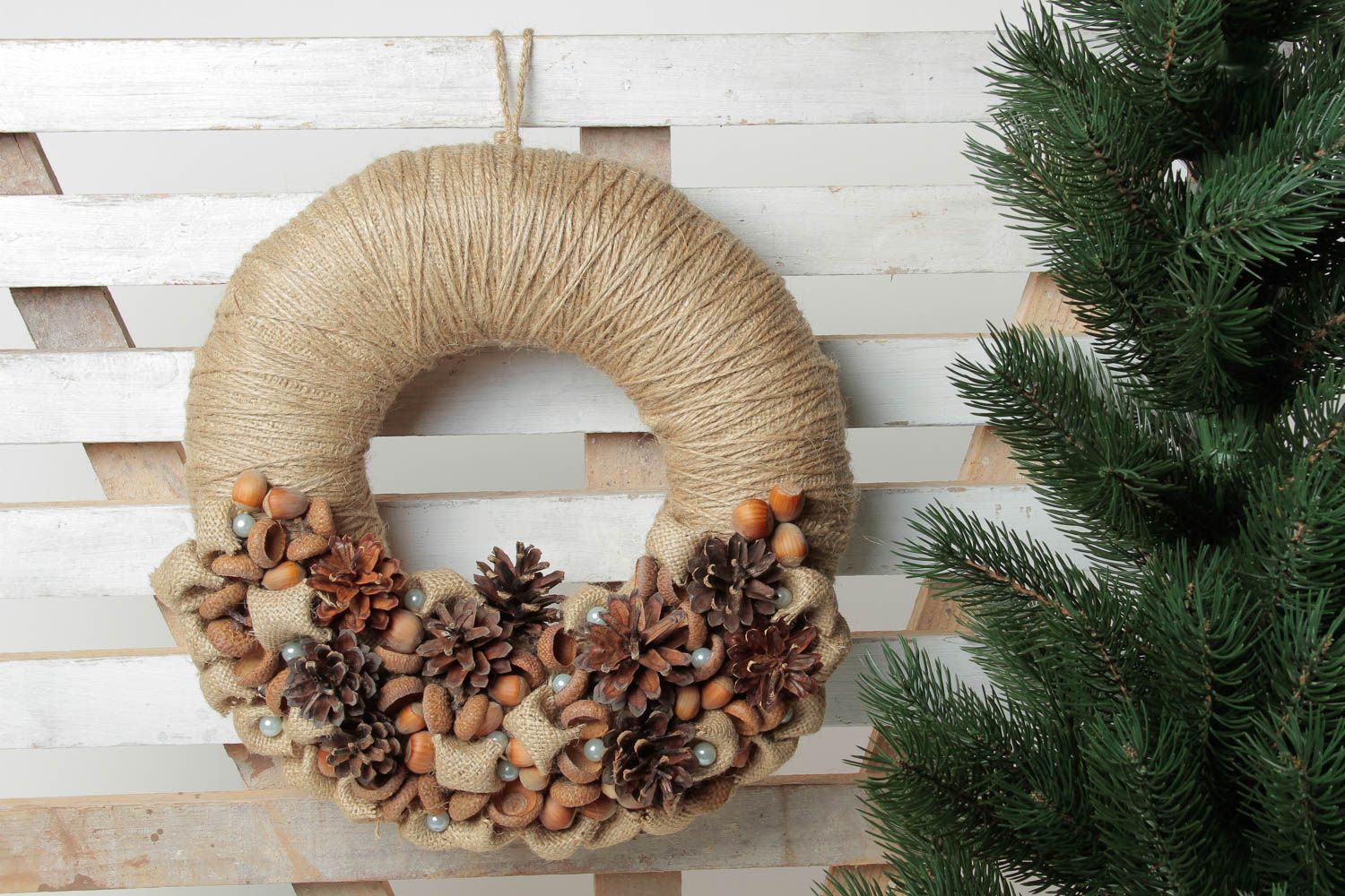 Handmade Christmas wreath wall hanging home design decorative use only photo 1