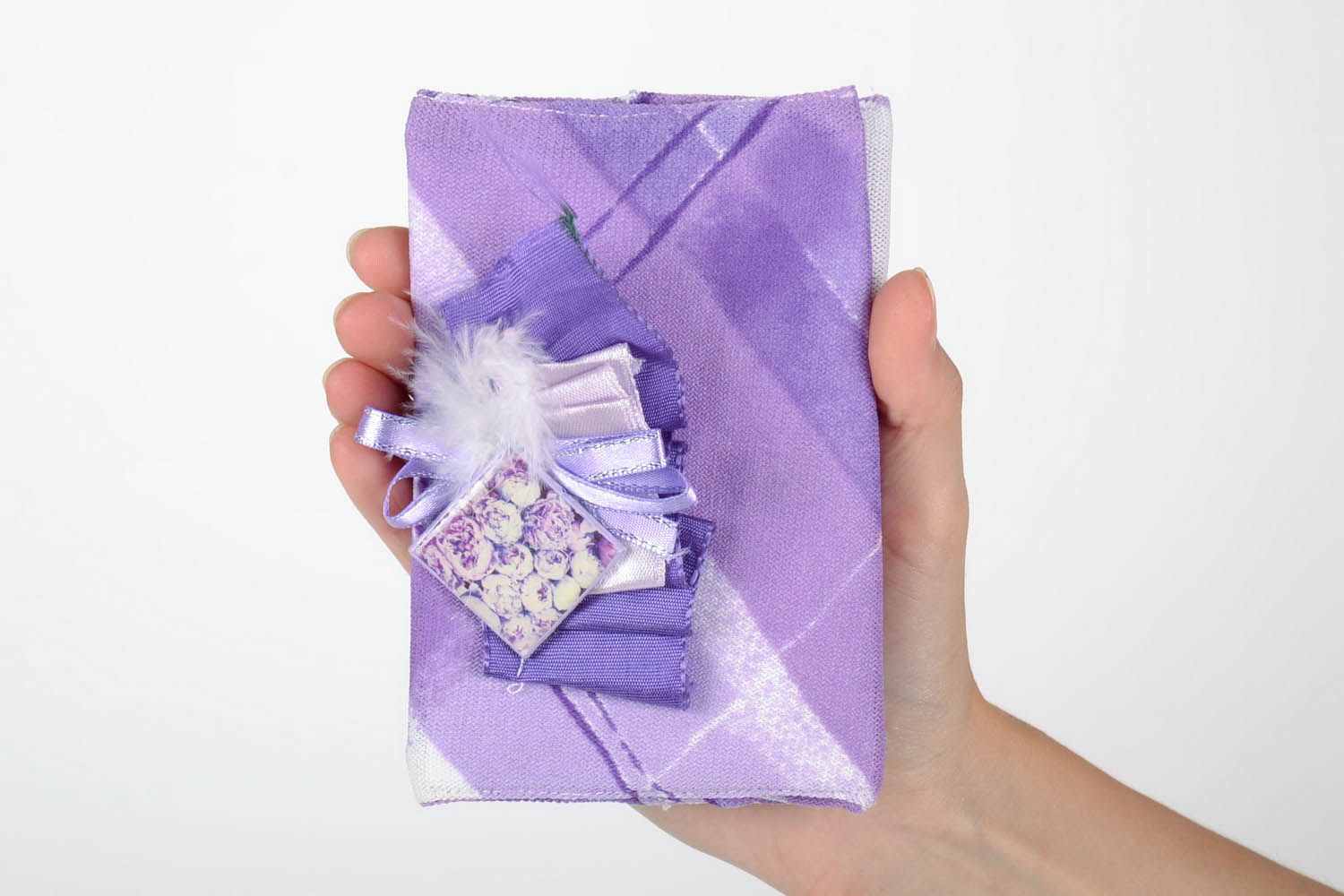 Porte passeport en carton et lin violet photo 2