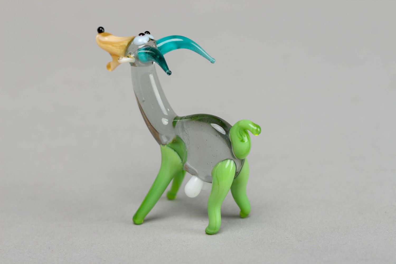 Handmade colored glass figurine of goat photo 2