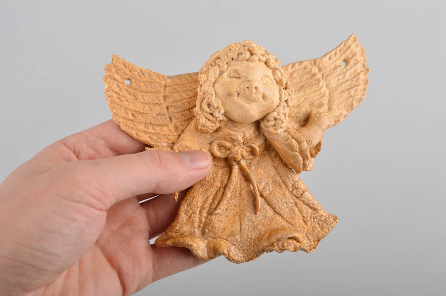 Suspension décorative fait main Ange décoratif en argile Figurine ange originale photo 5