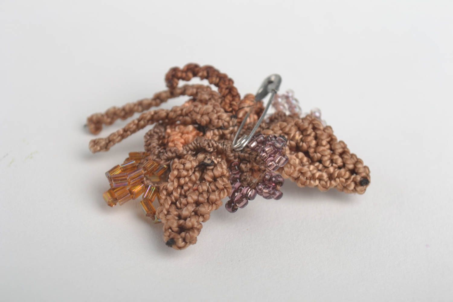 Handmade brooch macrame brooch designer jewelry unusual gift for girls photo 2