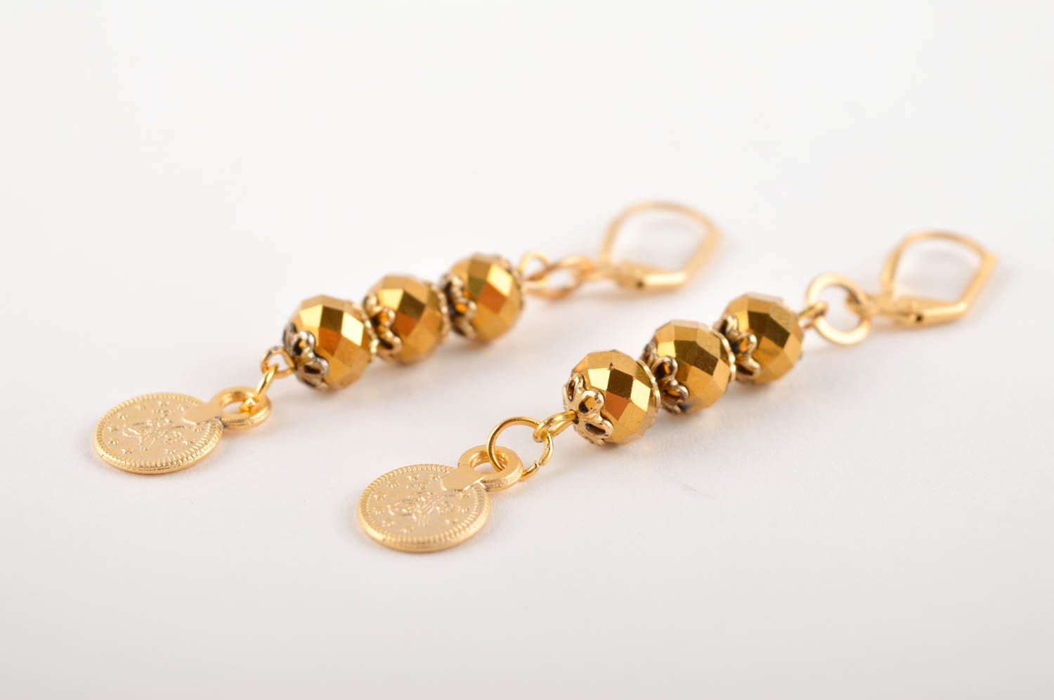 Handmade lange Ohrringe goldfarbene Schmuck Ohrringe Accessoire für Frauen foto 4