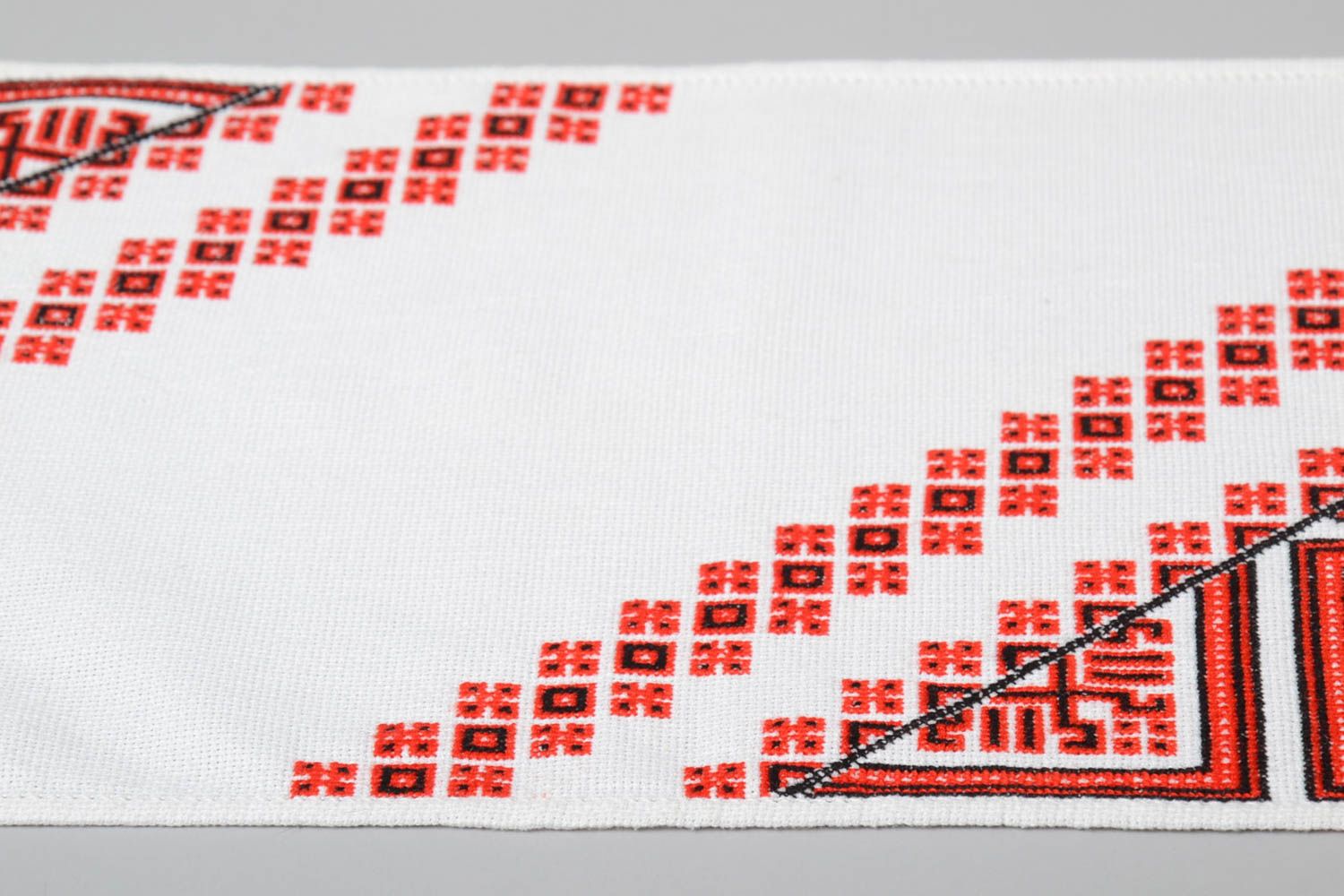 Handmade cotton towel embroidered in cross-stitch unique designer home textile photo 5