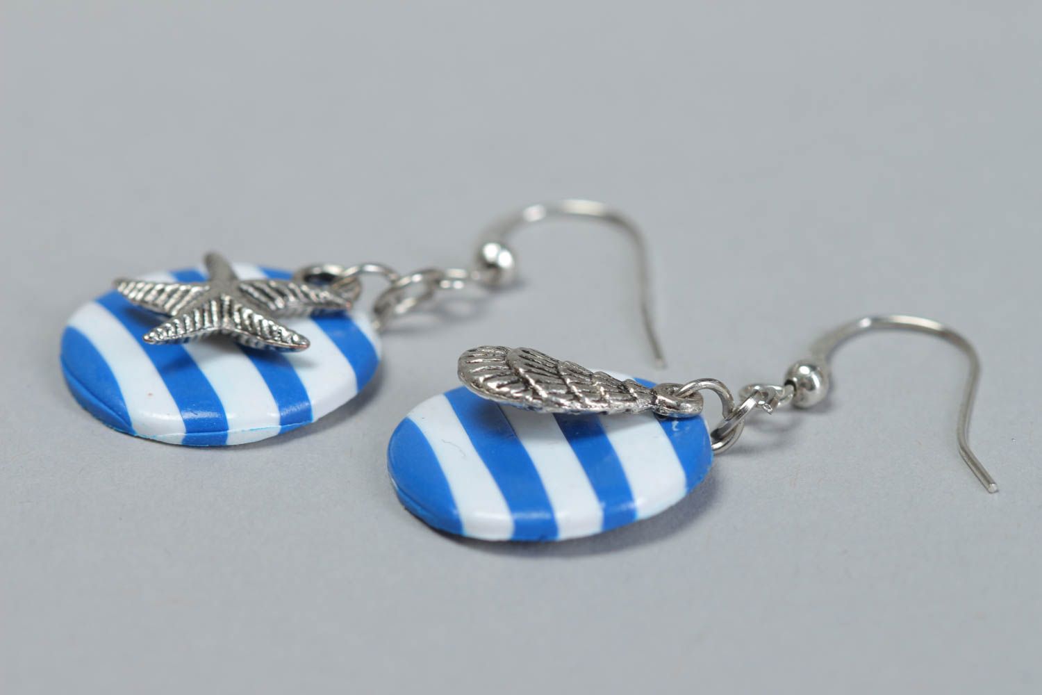 Modeschmuck Ohrringe handmade Geschenk Ideen exklusiver Modeschmuck blau weiß foto 3