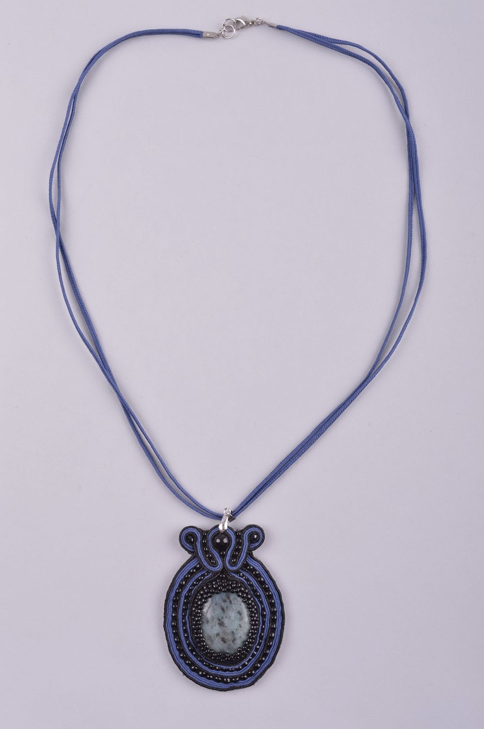 Handmade Halskette mit Anhänger Damen Collier Soutache Schmuck stilvoll foto 2