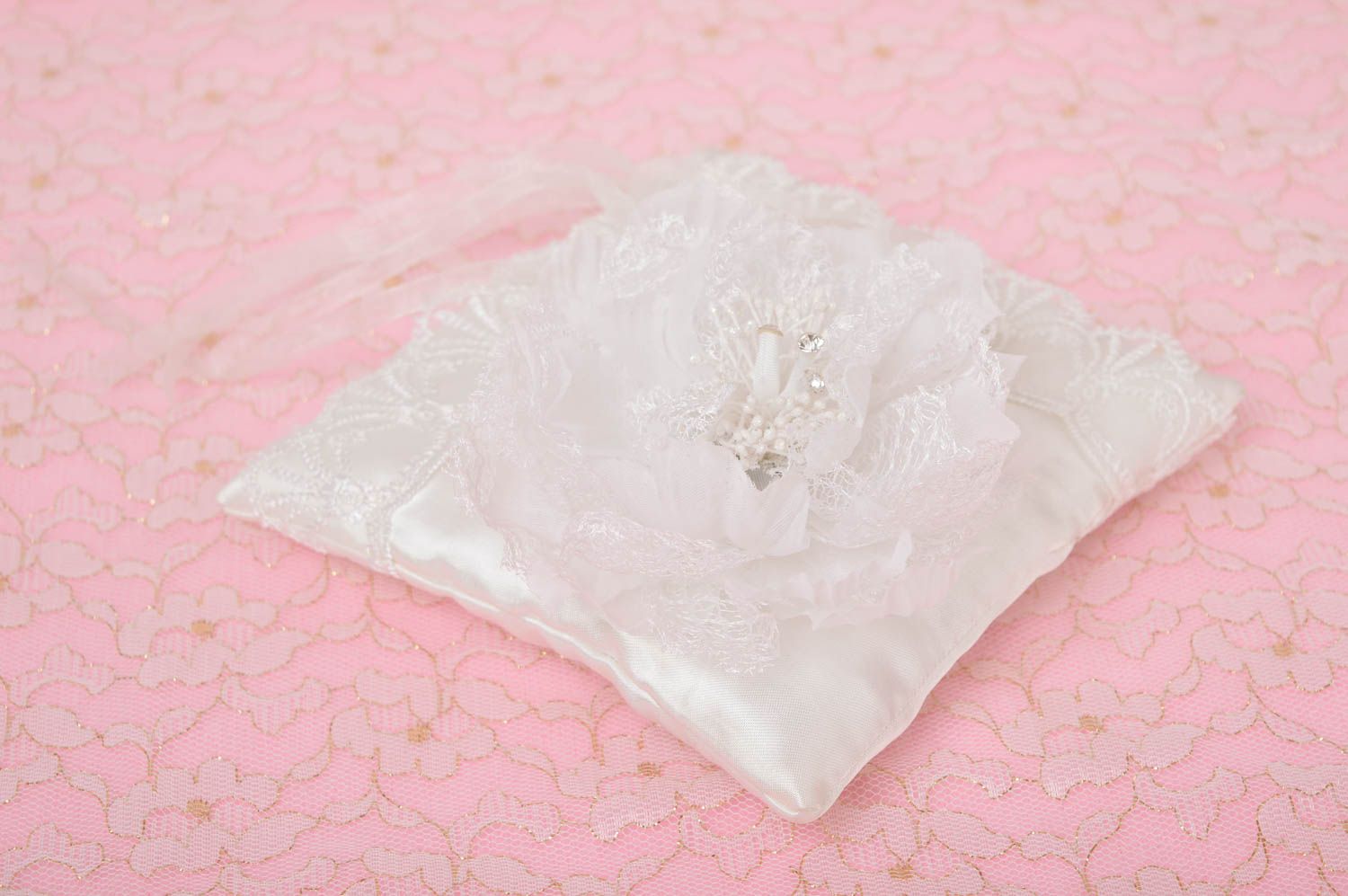 Свадебный аксессуар хэнд мэйд нарядная подушечка для колец атрибут для свадьбы фото 2