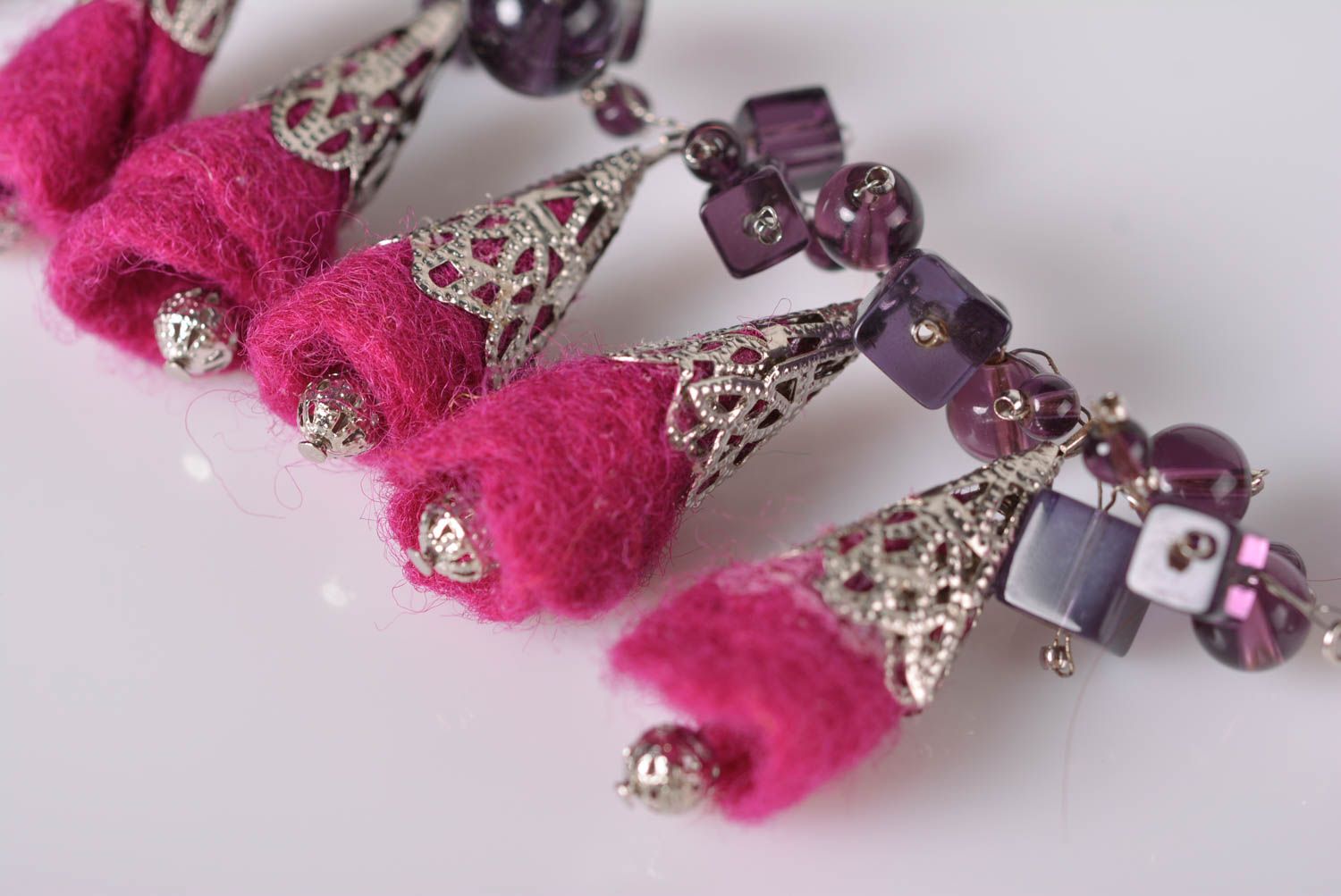 Handmade Damen Halskette Halsschmuck für Damen Schmuck Collier in Rosa grell foto 2