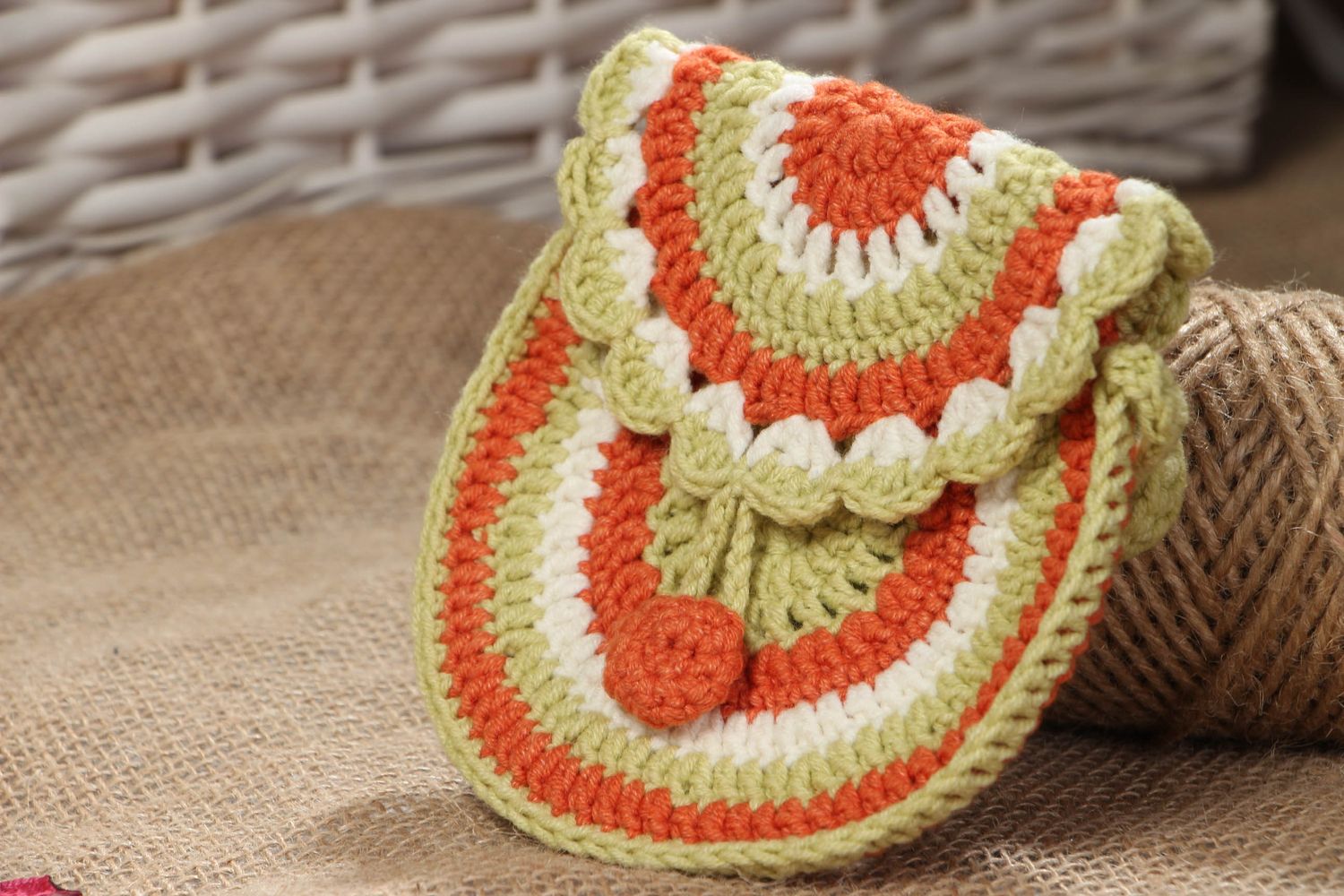 Bright crochet shoulder bag for girl photo 4