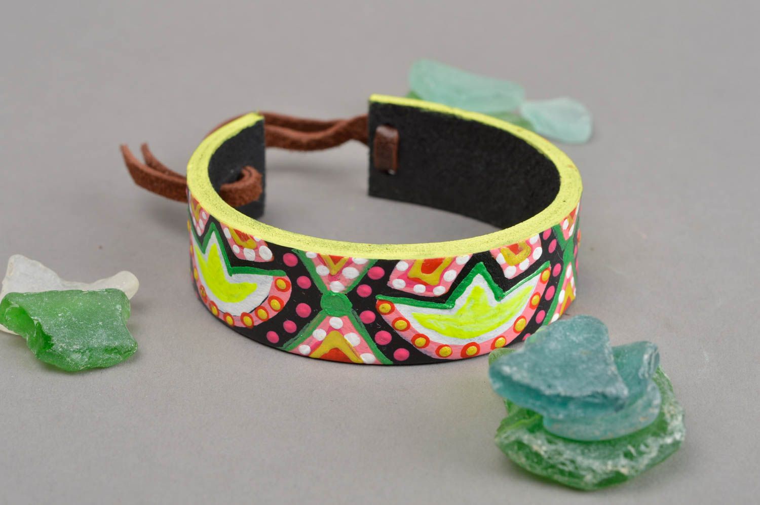Leather bracelet in ethnic style handmade bracelet for women leather jewelry photo 1