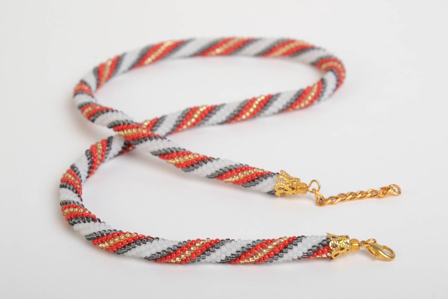 Handmade Schmuck aus Rocailles lange Halskette Damen Collier schön lang foto 2