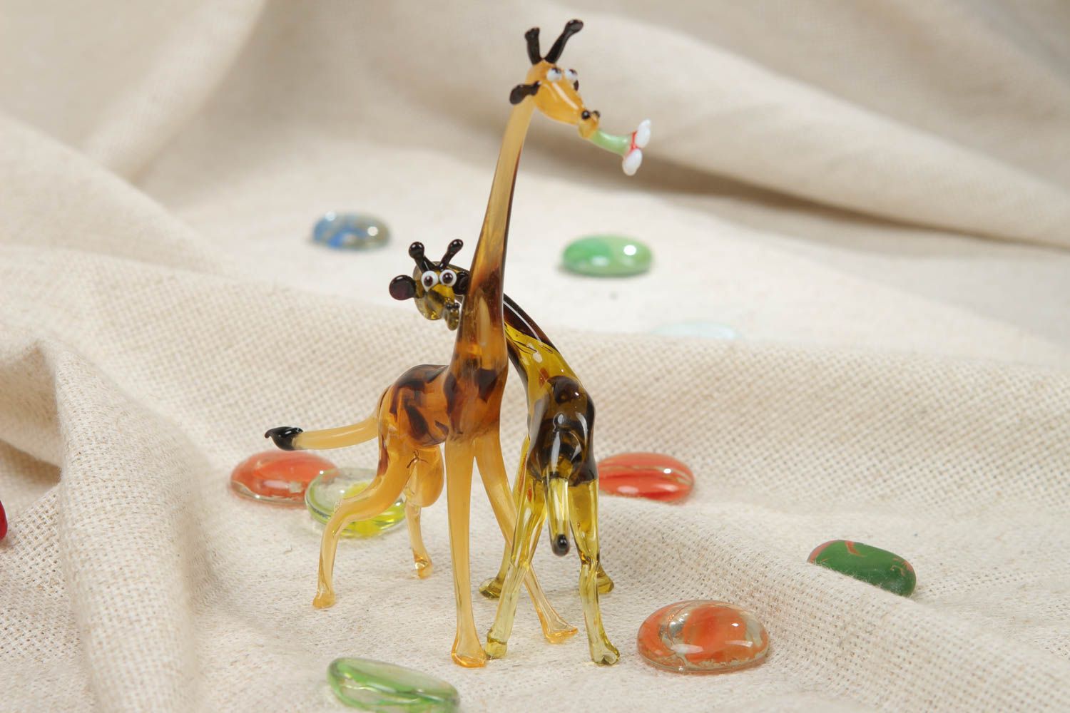 Figurines miniatures en verre au chalumeau décoratives faites main Girafes photo 5