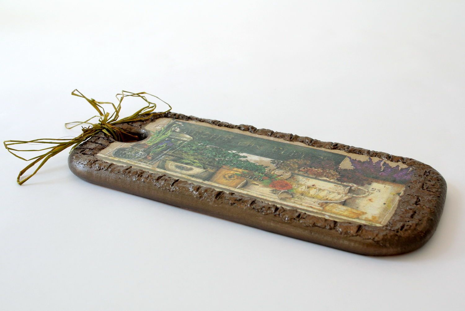 Tagliere di legno fatto a mano oggetto decorativo originale serra con piante
 foto 2