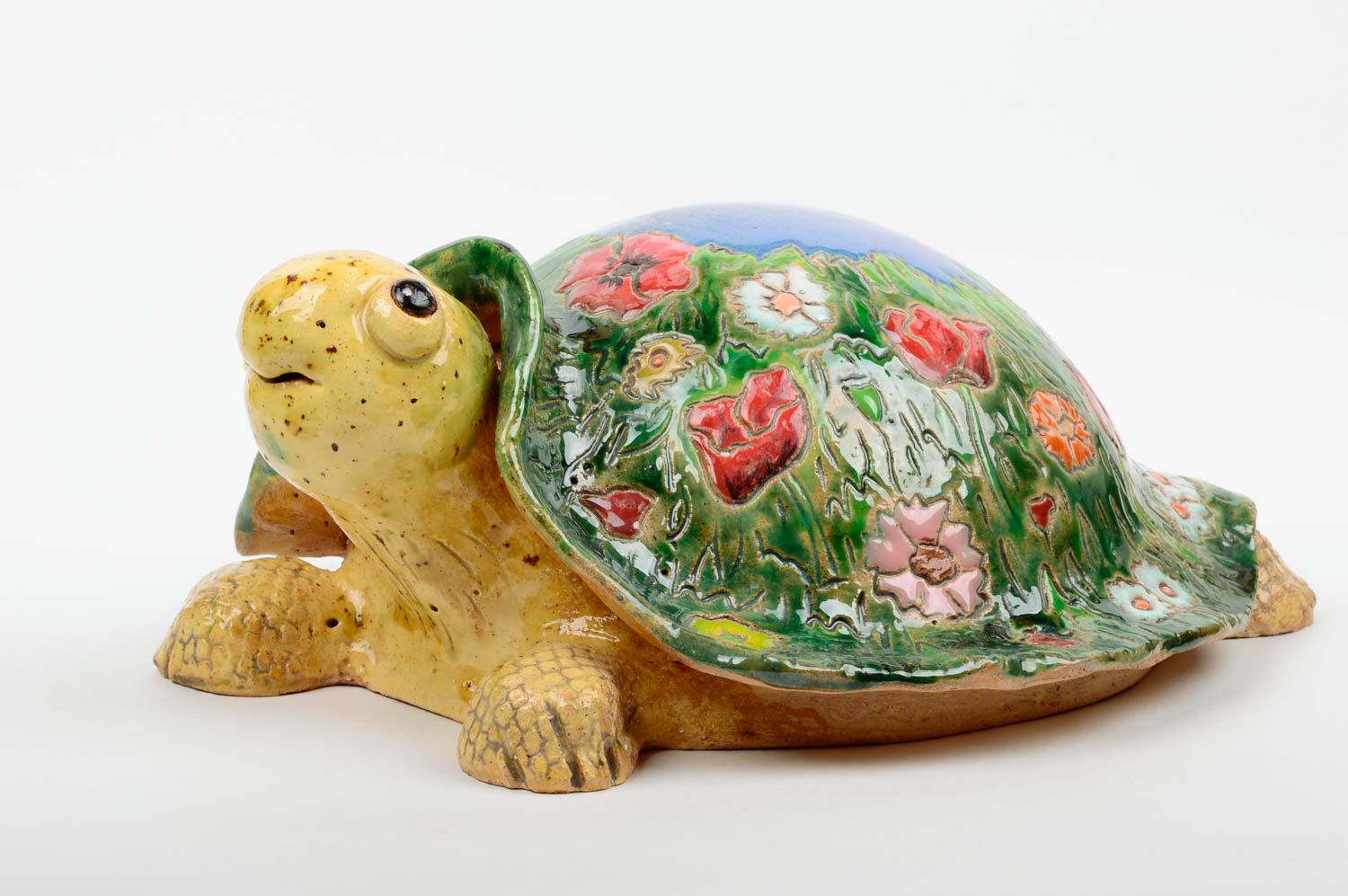 Керамическая статуэтка с росписью черепаха ручной работы авторская красивая фото 1