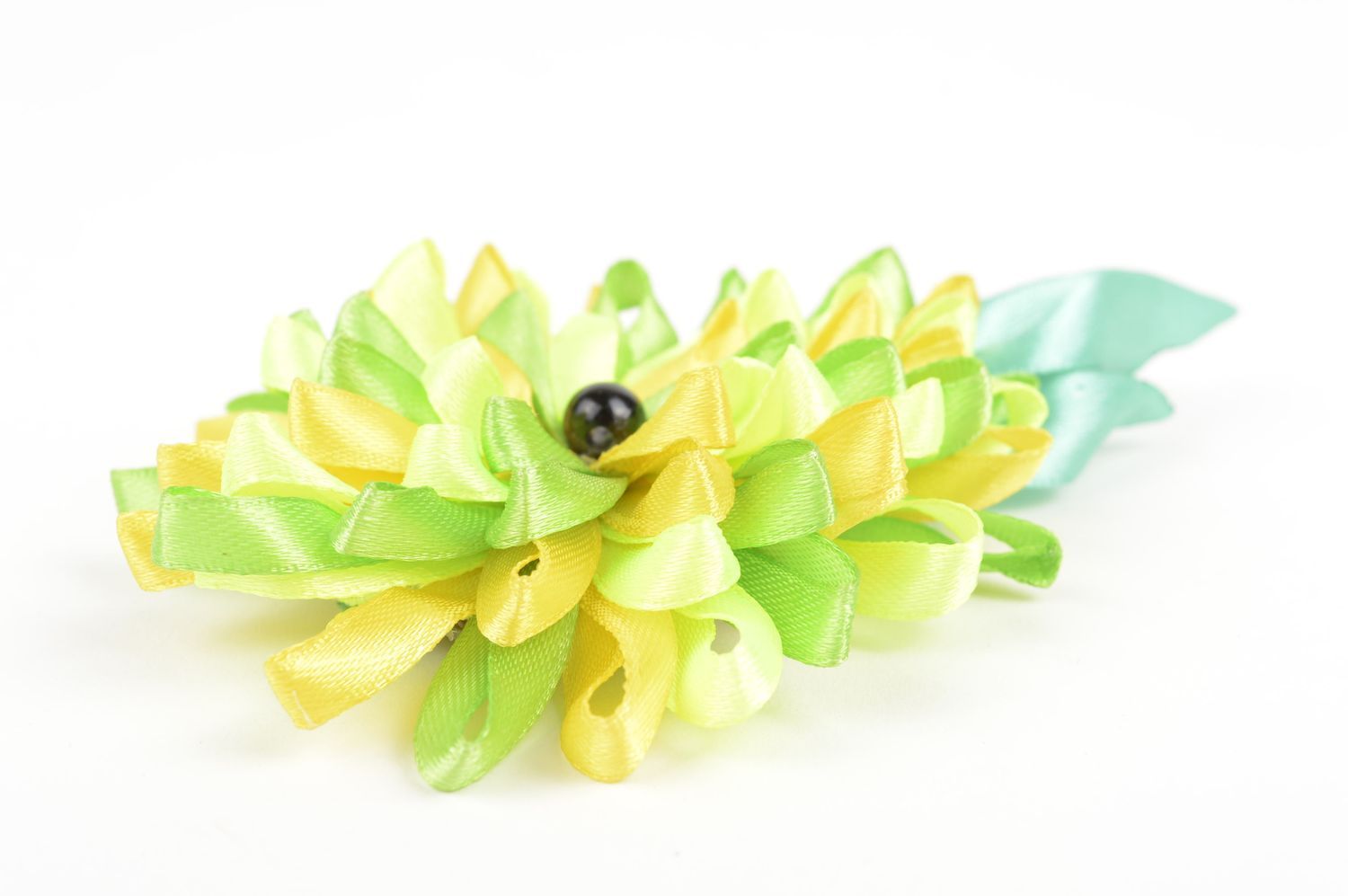 Handmade Kinder Haarspange Haarschmuck Blume Mode Accessoire Limette schön foto 4