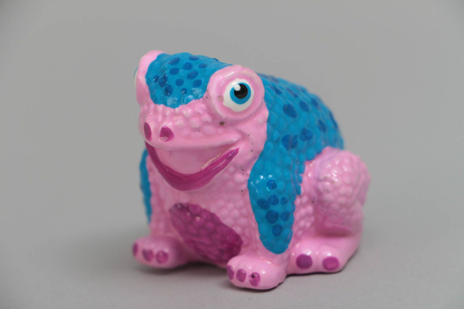 Bright plaster statuette Frog handmade figurine painted with acrylics  photo 2