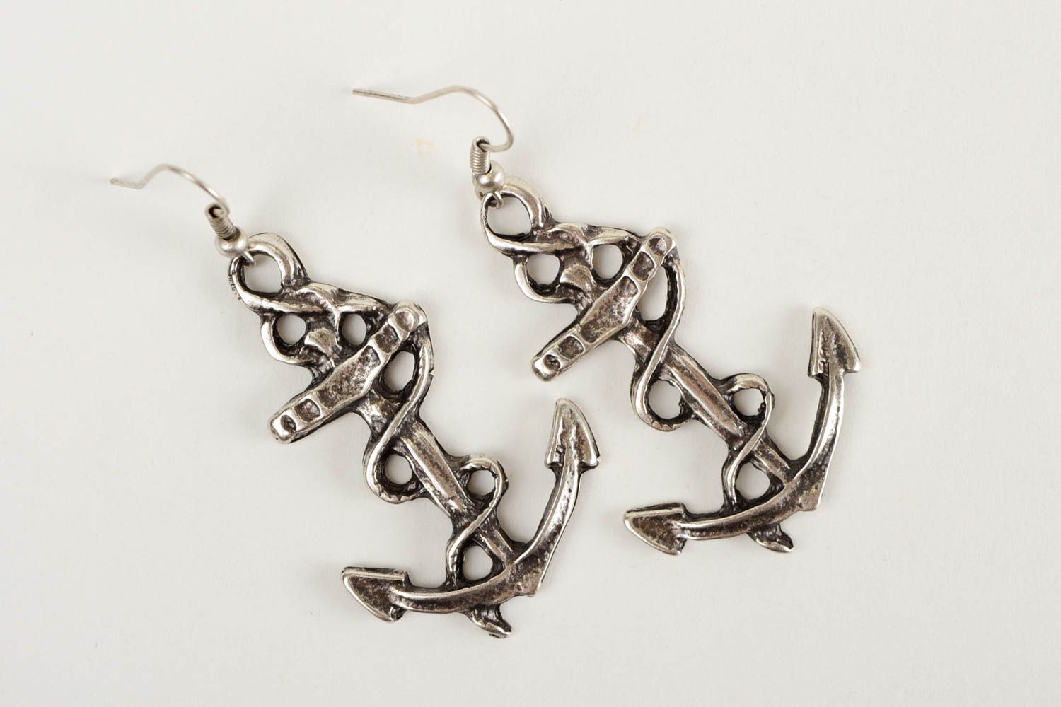 Ungewöhnliche lange Ohrhänger handmade Metall Schmuck Ohrringe für Damen schön foto 3