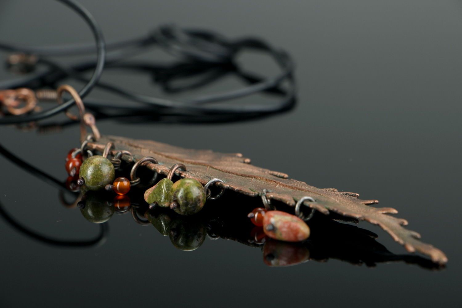 Copper pendant with unakite photo 3