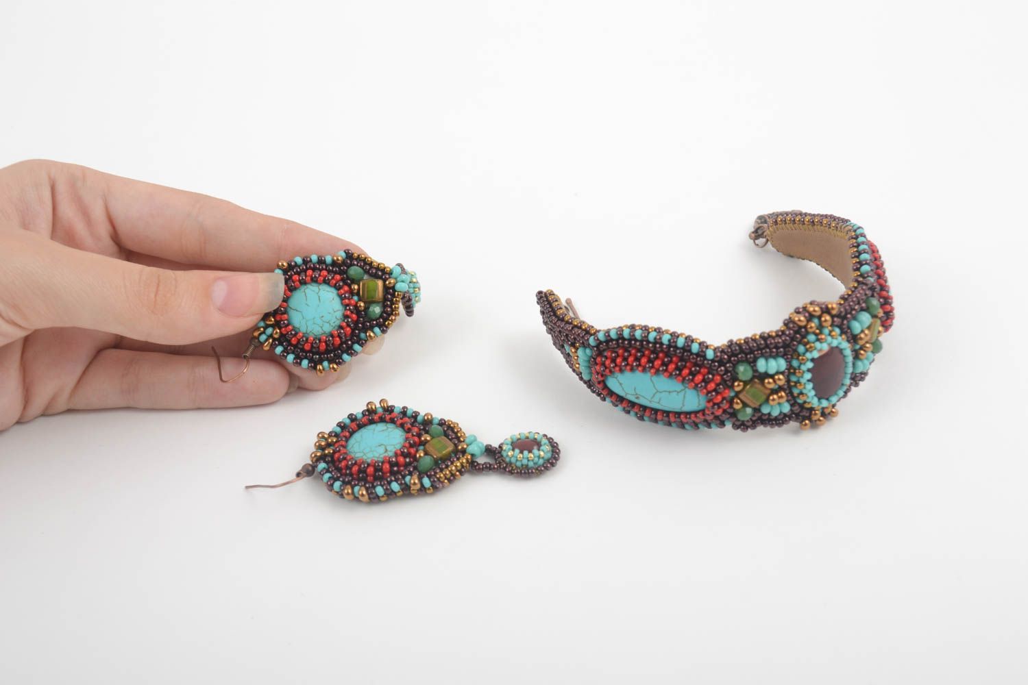 Handmade lovely earrings stylish cute jewelry unusual designer bracelet photo 5