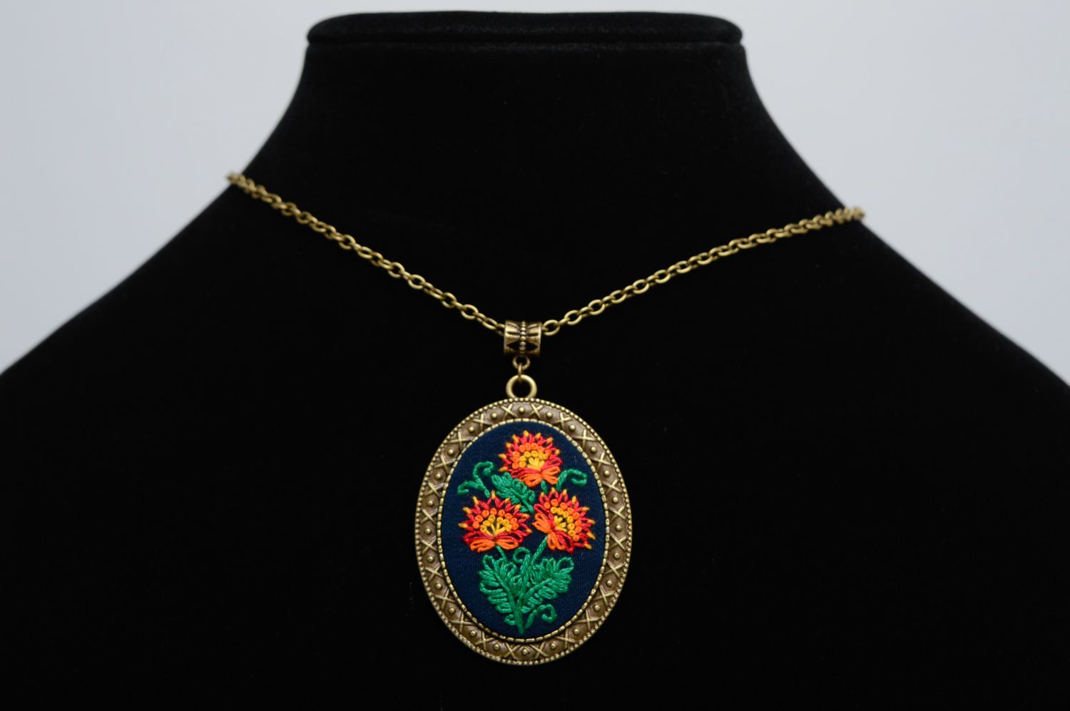 Vintage pendant with embroidery photo 2