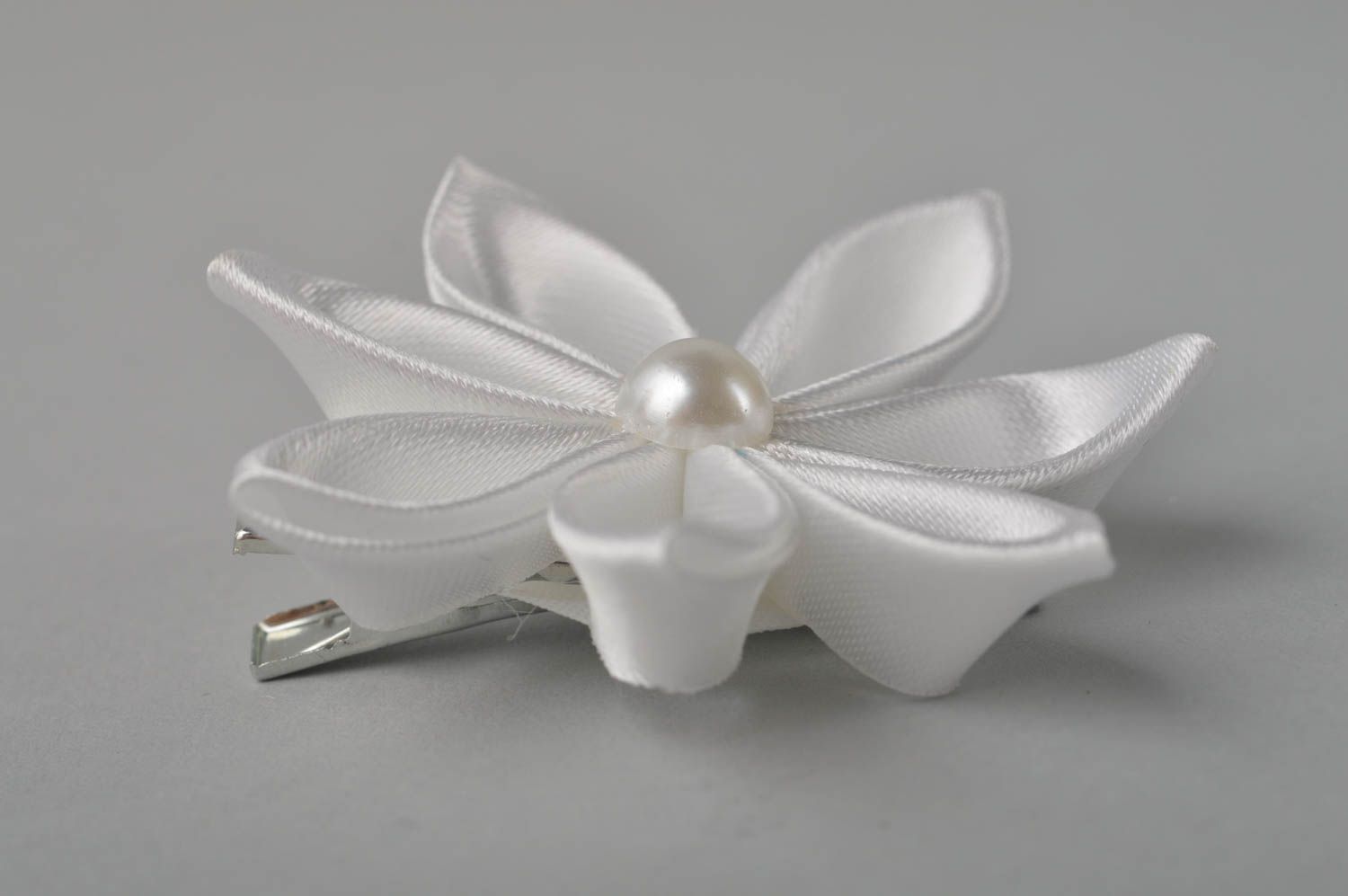 Kinder Haarklammer handmade Haarspange Blume Geschenk für Mädchen weiße Blume foto 4