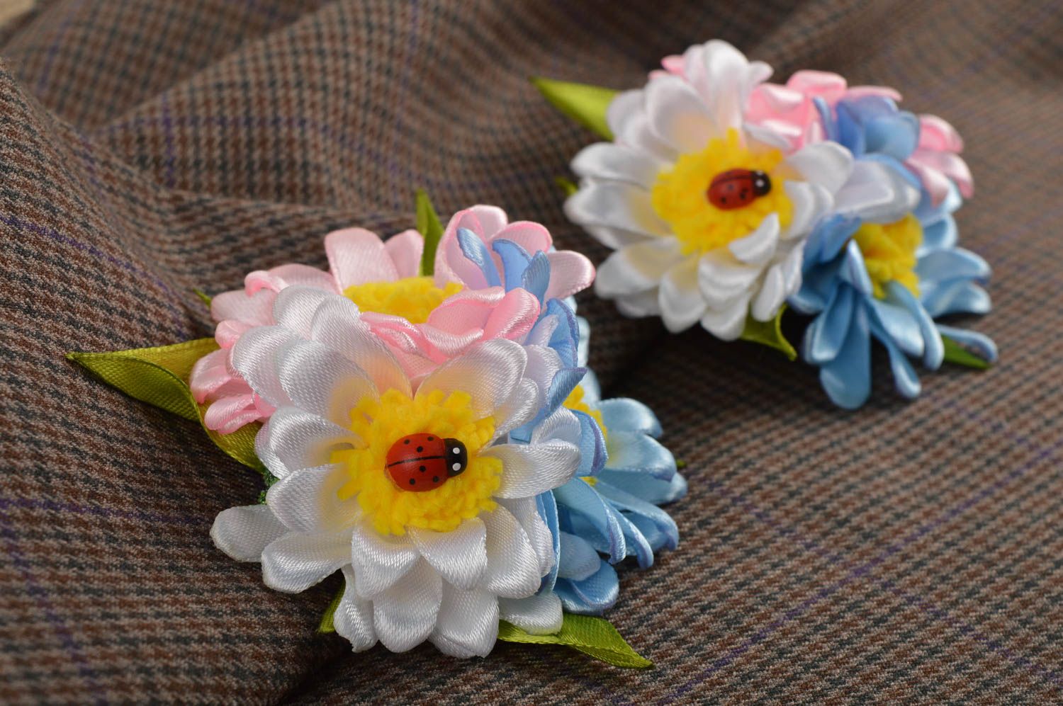 Bright handmade hair clip 2 pieces flowers in hair accessories for girls photo 1