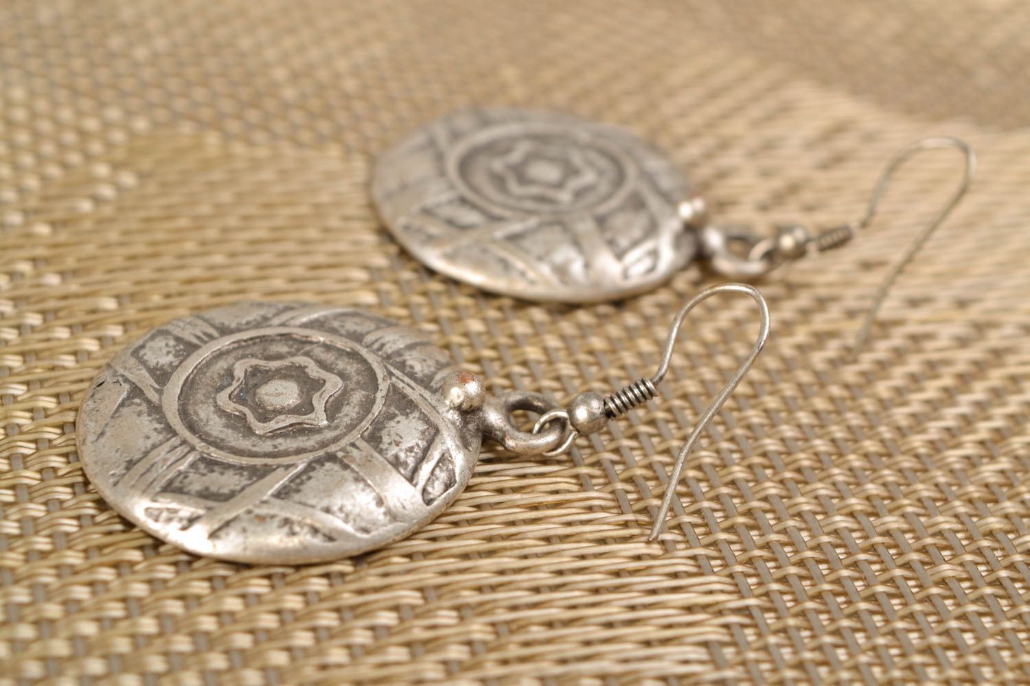 Round earrings made of hypoallergenic metal Sun photo 1