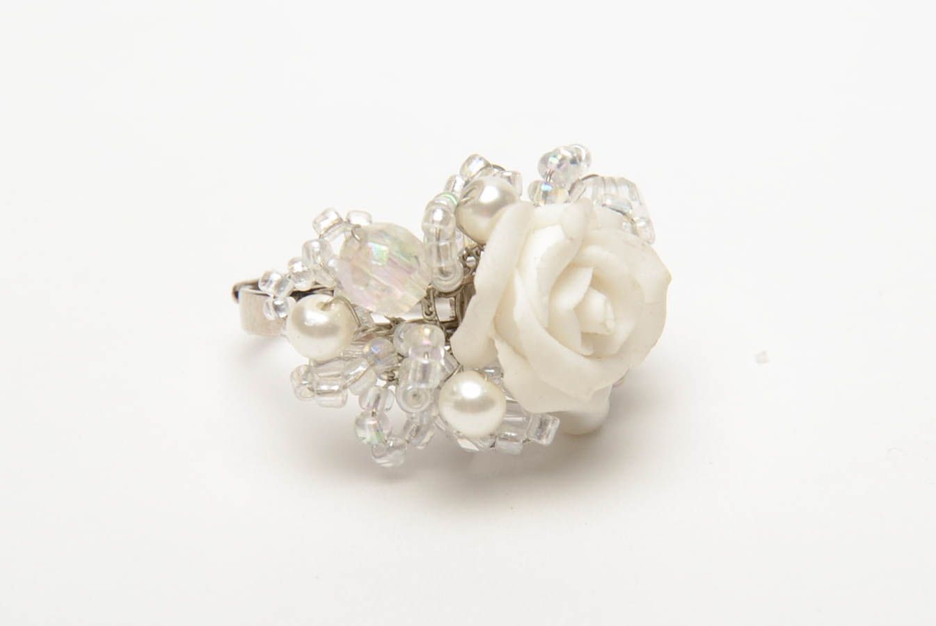 Polymer clay seal ring in the shape of flower rose bud photo 2