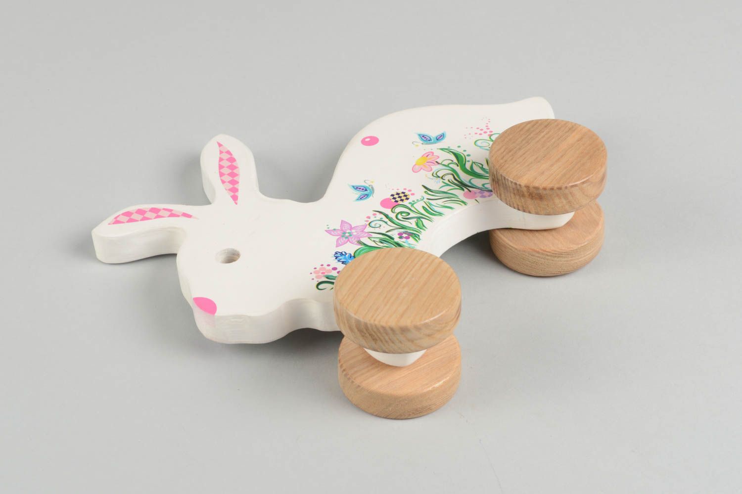 Симпатичная игрушка ручной работы игрушка каталка зайчик игрушка из дерева фото 4