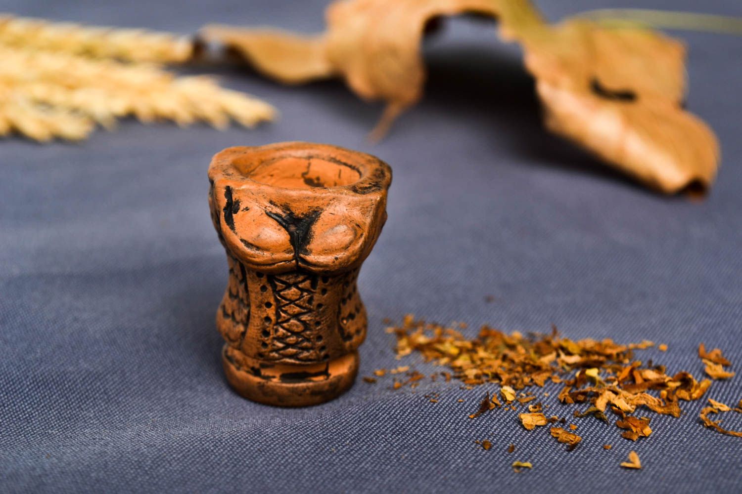 Курительная принадлежность ручной работы керамический сувенир изделие из глины фото 1