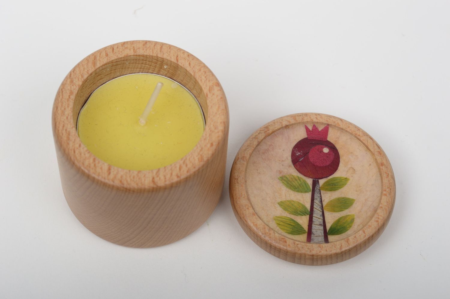 Handmade Kerzenständer aus Holz Teelicht Kerzenhalter Holz Dekoration schön foto 2