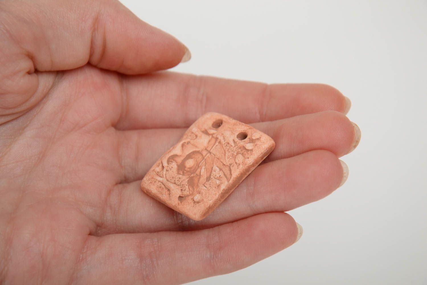 Handmade DIY clay pendant of square shape blank for jewelry making photo 5