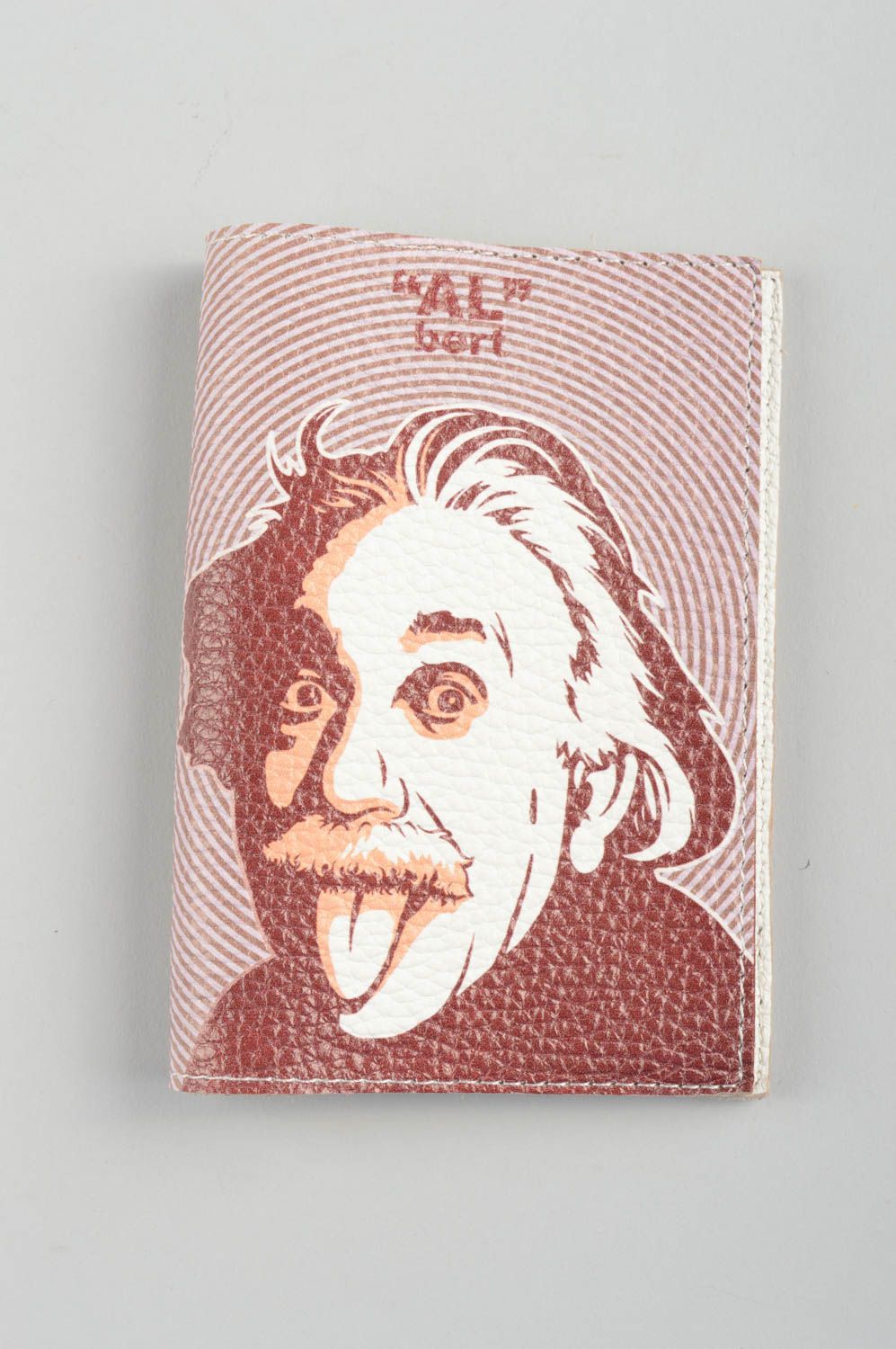 Étui passeport cuir fait main Protège-passeport Einstein Accessoire homme photo 5