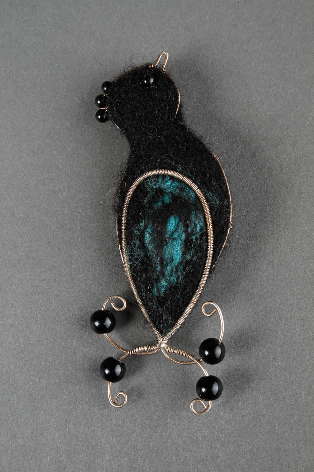 Broche de fieltro bisutería artesanal accesorio de moda pájaro negro bonito foto 2