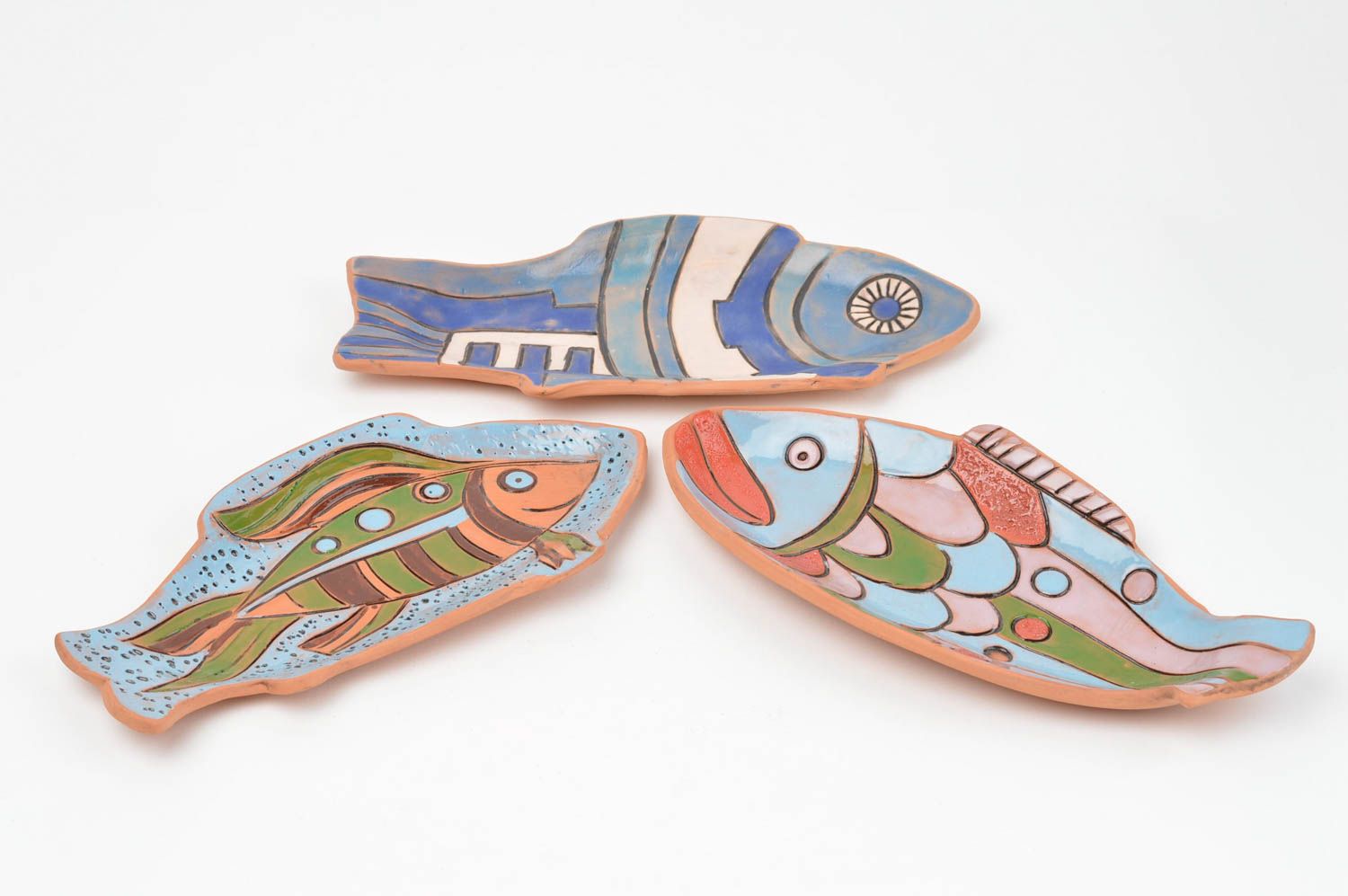Platos decorativos peces hechos a mano vajilla de barro utensilios de cocina foto 3