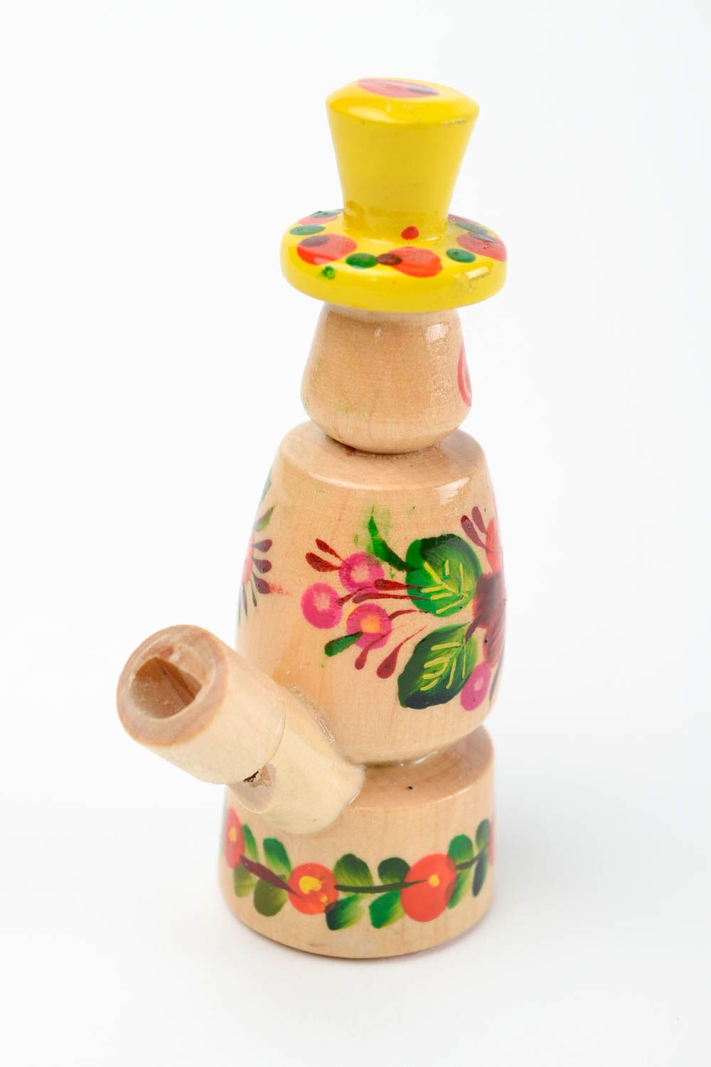 Сувенир из дерева ручной работы подарок ребенку игрушка свистулька с росписью фото 5