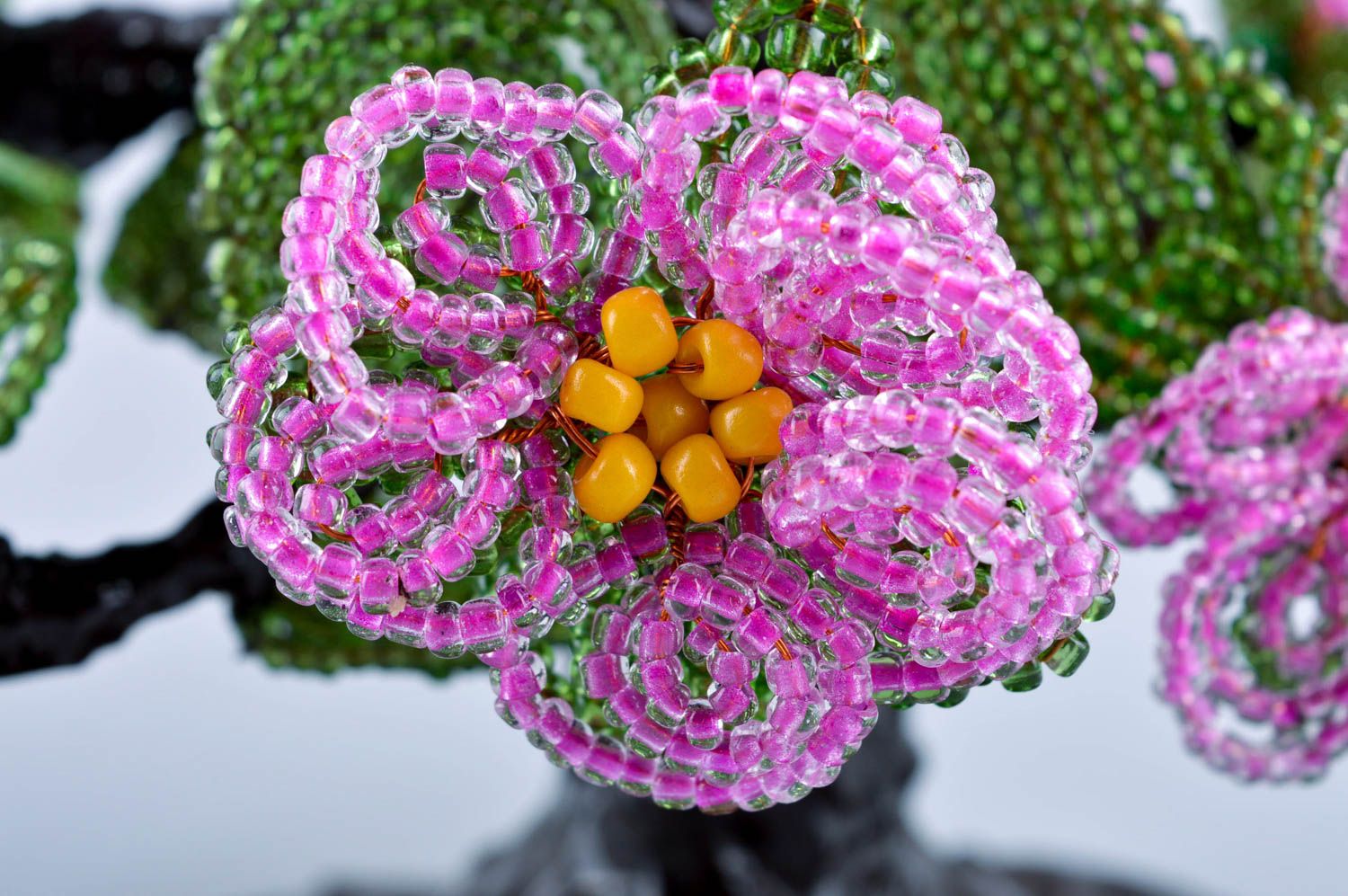 Arbre perles de rocaille fait main Arbre miniature avec fleurs Déco maison photo 5