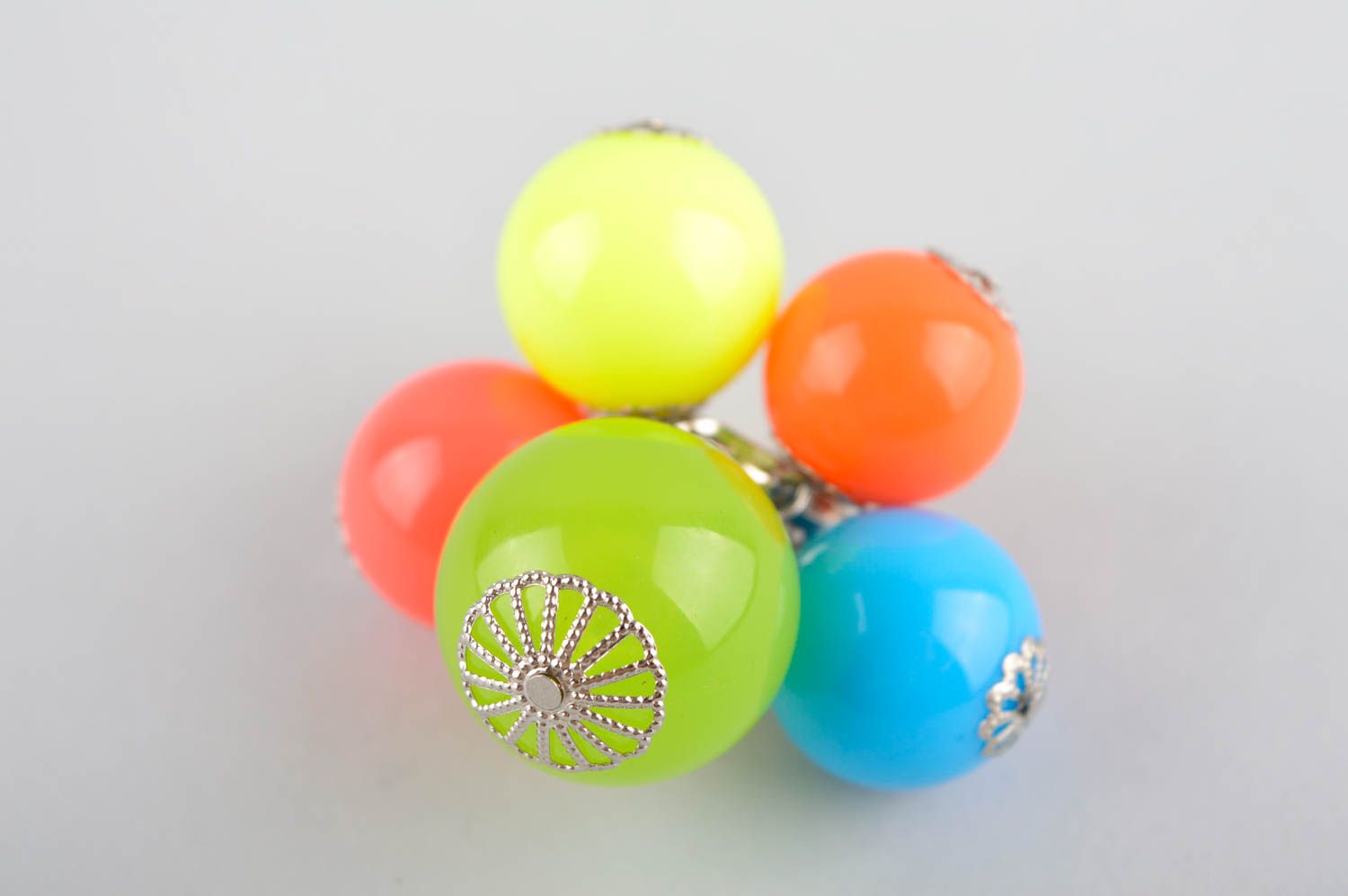 Bague multicolore Bijou fait main Accessoire femme ballons perles verre photo 2