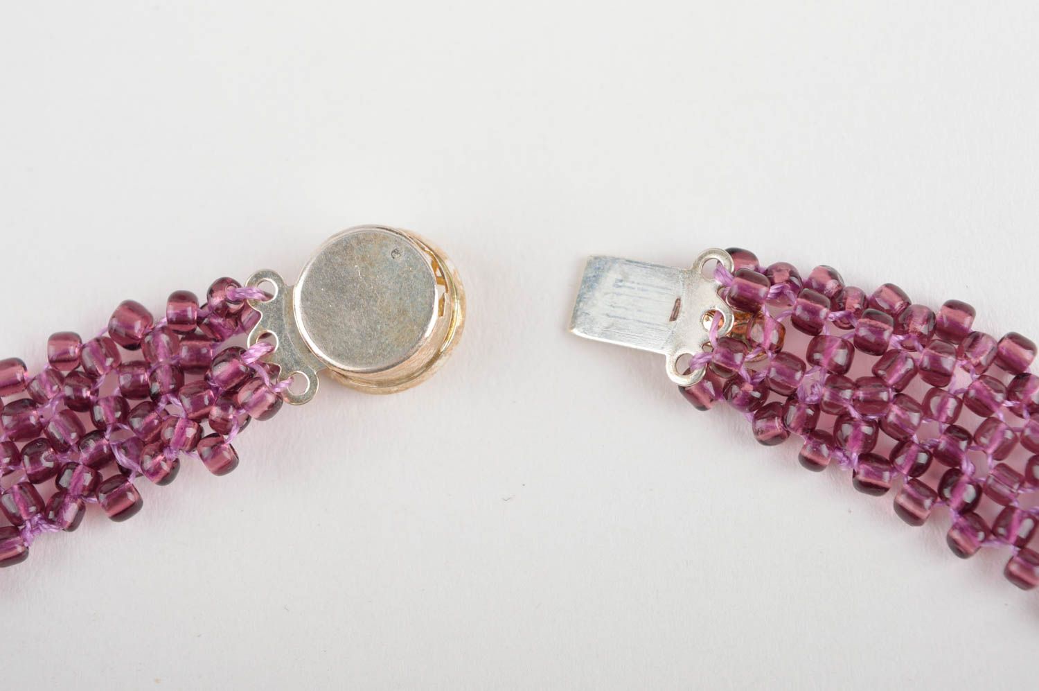 Collier en perles de rocaille Bijou fait main fleurs violettes Accessoire femme photo 5