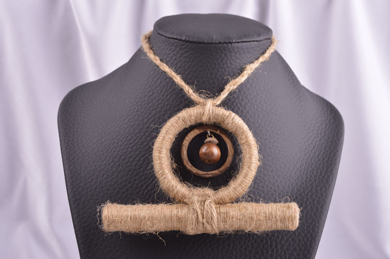 Handmade pendant on lace pendant in ethnic style designer accessory present photo 1