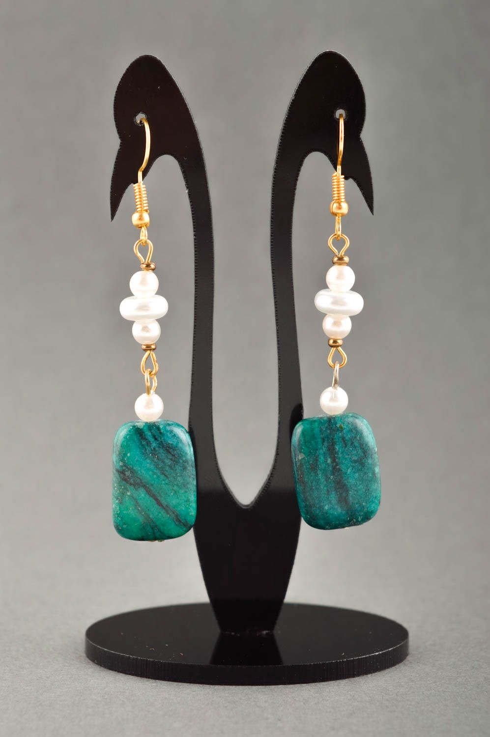 Handmade Damen Ohrringe aus Steinen Schmuck Ohrringe Accessoire für Frauen foto 1
