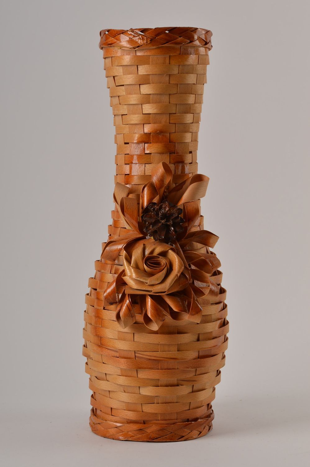 Декоративная ваза хэнд мэйд плетеная ваза из шпона необычная ваза большая фото 2