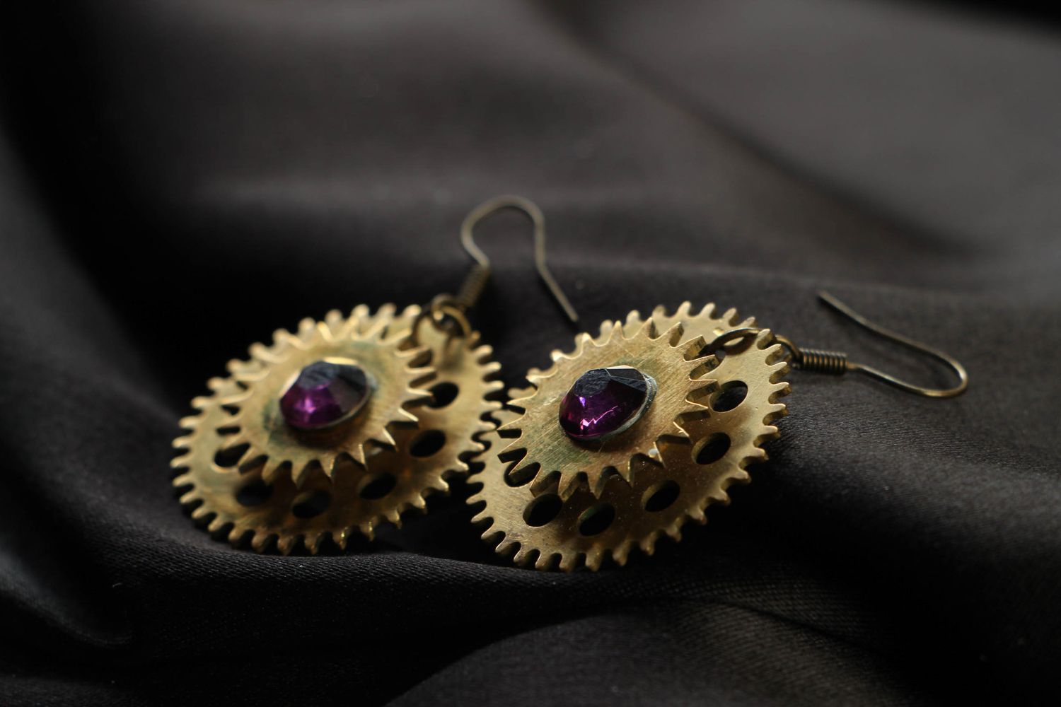 Metal earrings in steampunk style photo 2