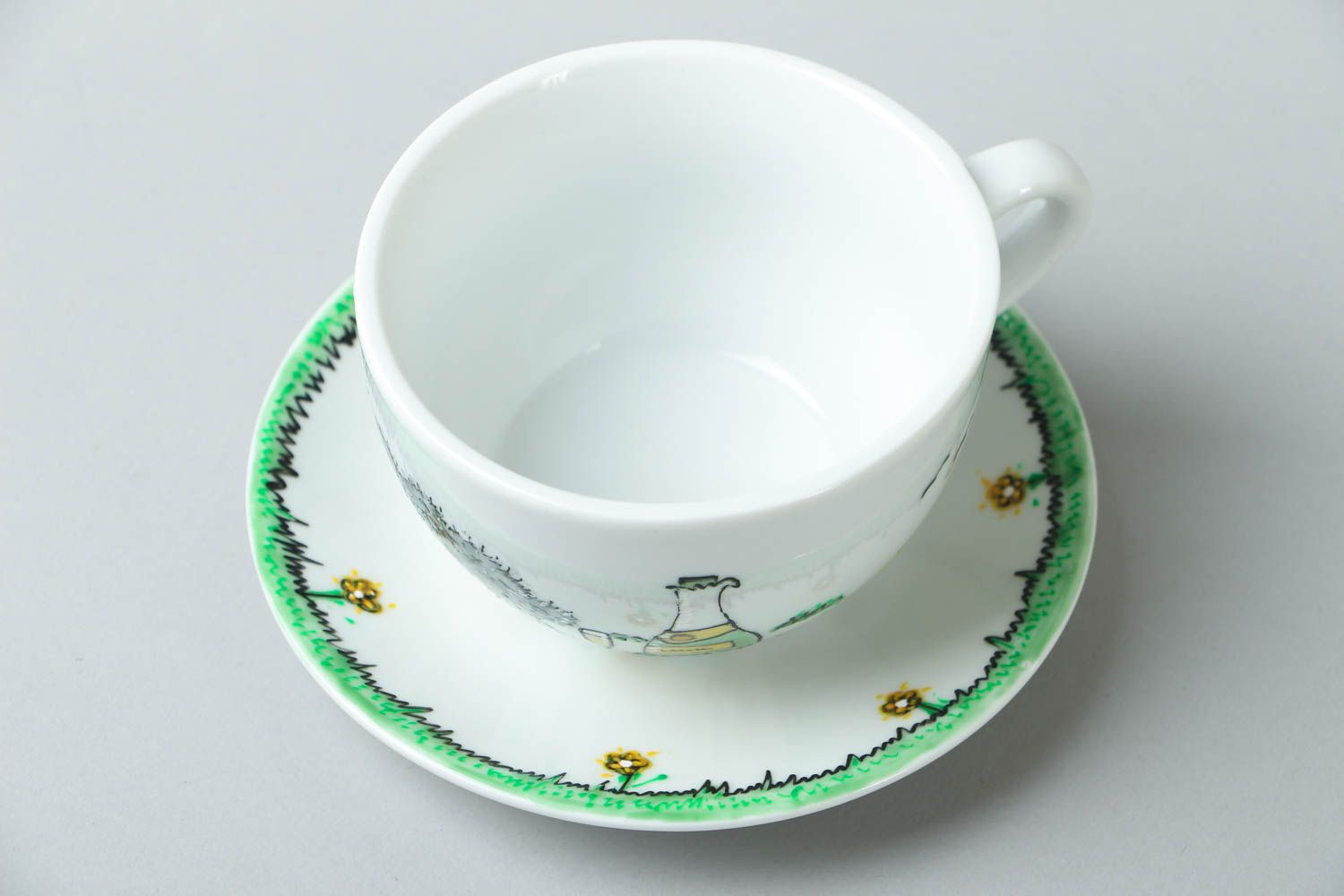 Ceramic tea cup japan for kids with saucer in white color 1 lb photo 2