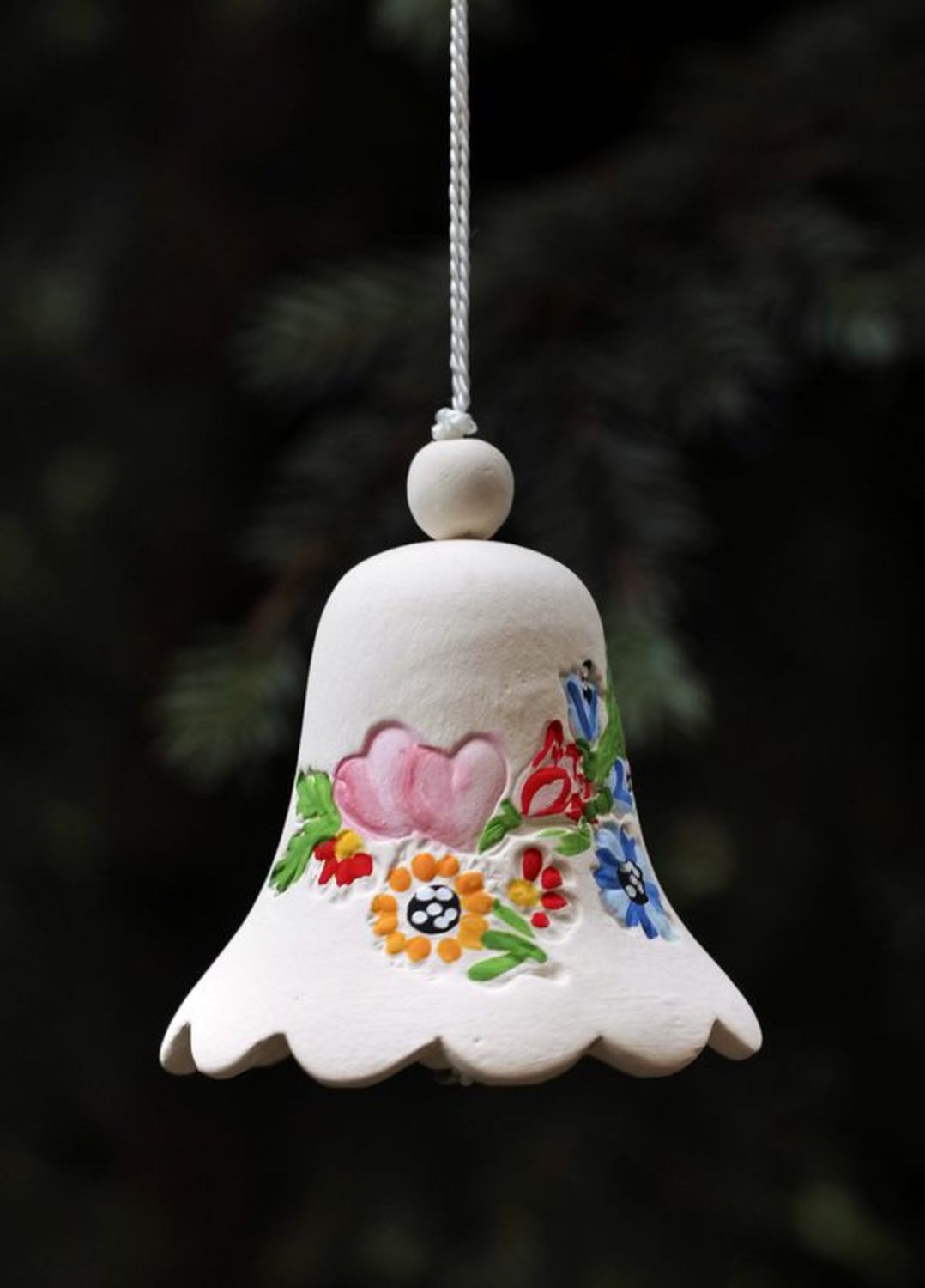 Ceramic bell Two hearts photo 1