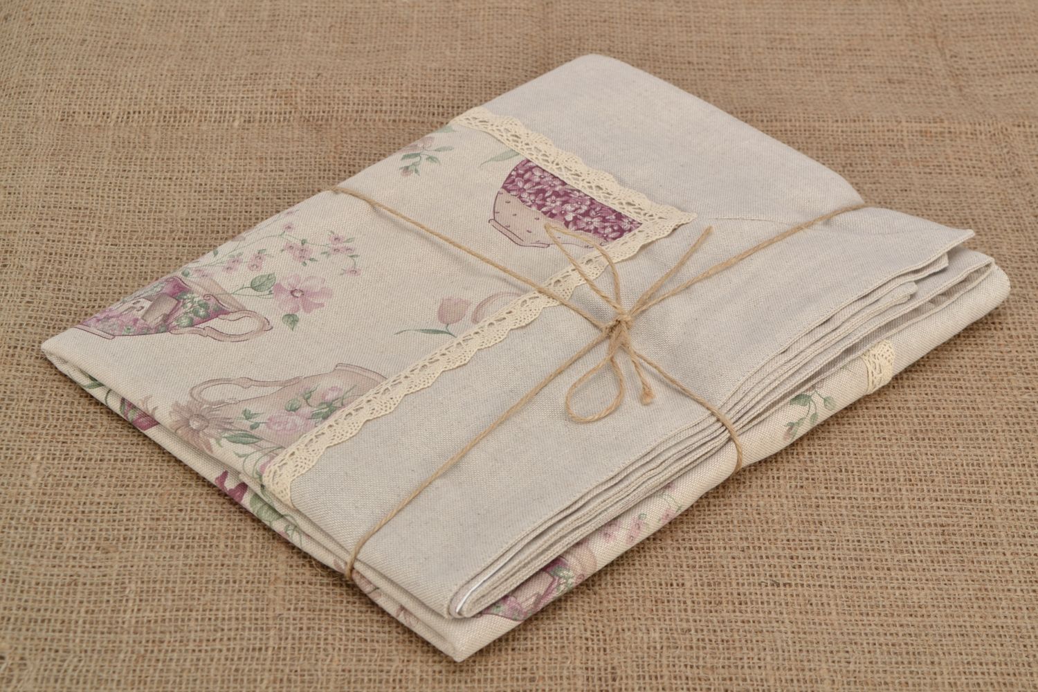 Beautiful rectangular cotton and polyamide tablecloth photo 4